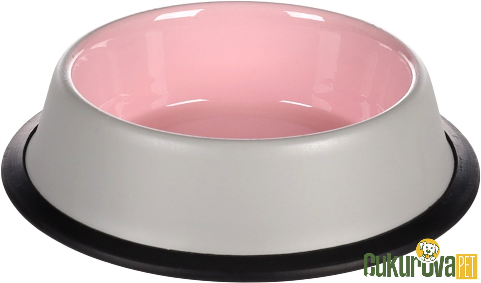 Flamingo Nell Kedi & Köpek Çelik Kaymaz Mama Ve Su Kabı Gri & Pembe - 450 Ml