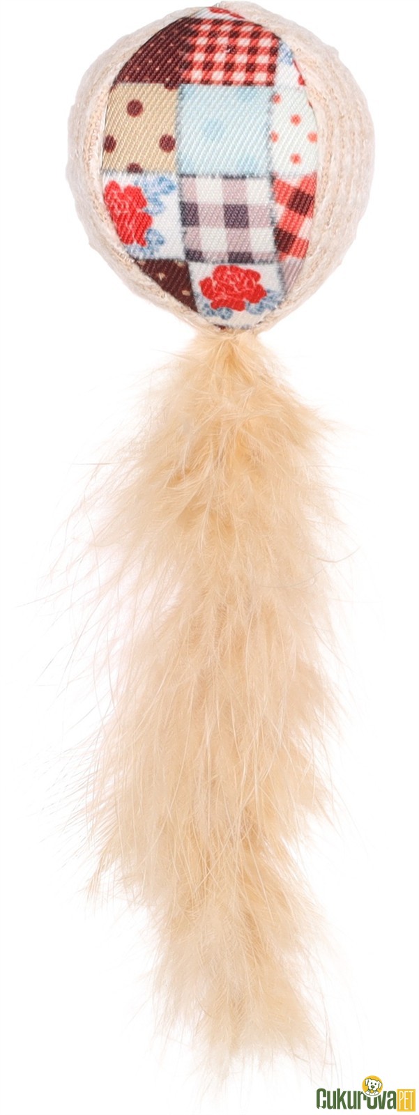 Flamingo Vinta Kedi Otlu Tüylü Hışırtılı Kedi Oyuncağı 15 Cm