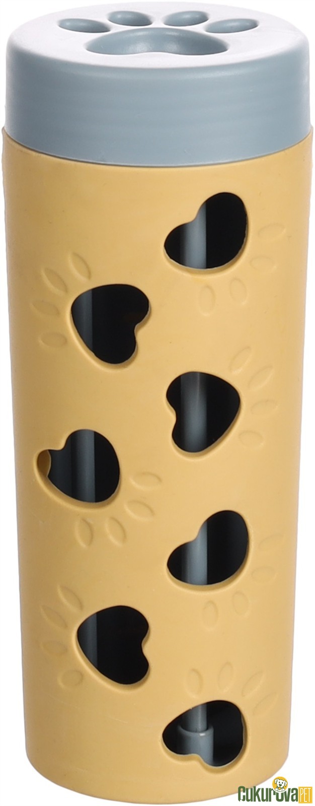 Flamingo Deru Silindir Ödül Maması Dispanseri Kedi & Köpek Oyuncağı Bej - 15 x 5.8 Cm