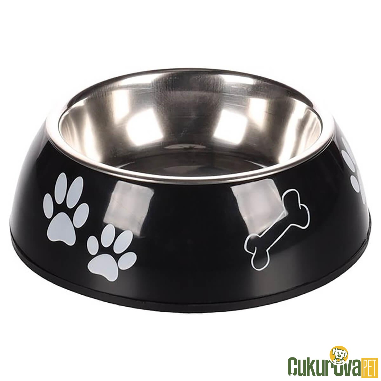 Flamingo Divar Patili Kedi & Köpek Çelik Mama Ve Su Kabı L Siyah - 900 Ml