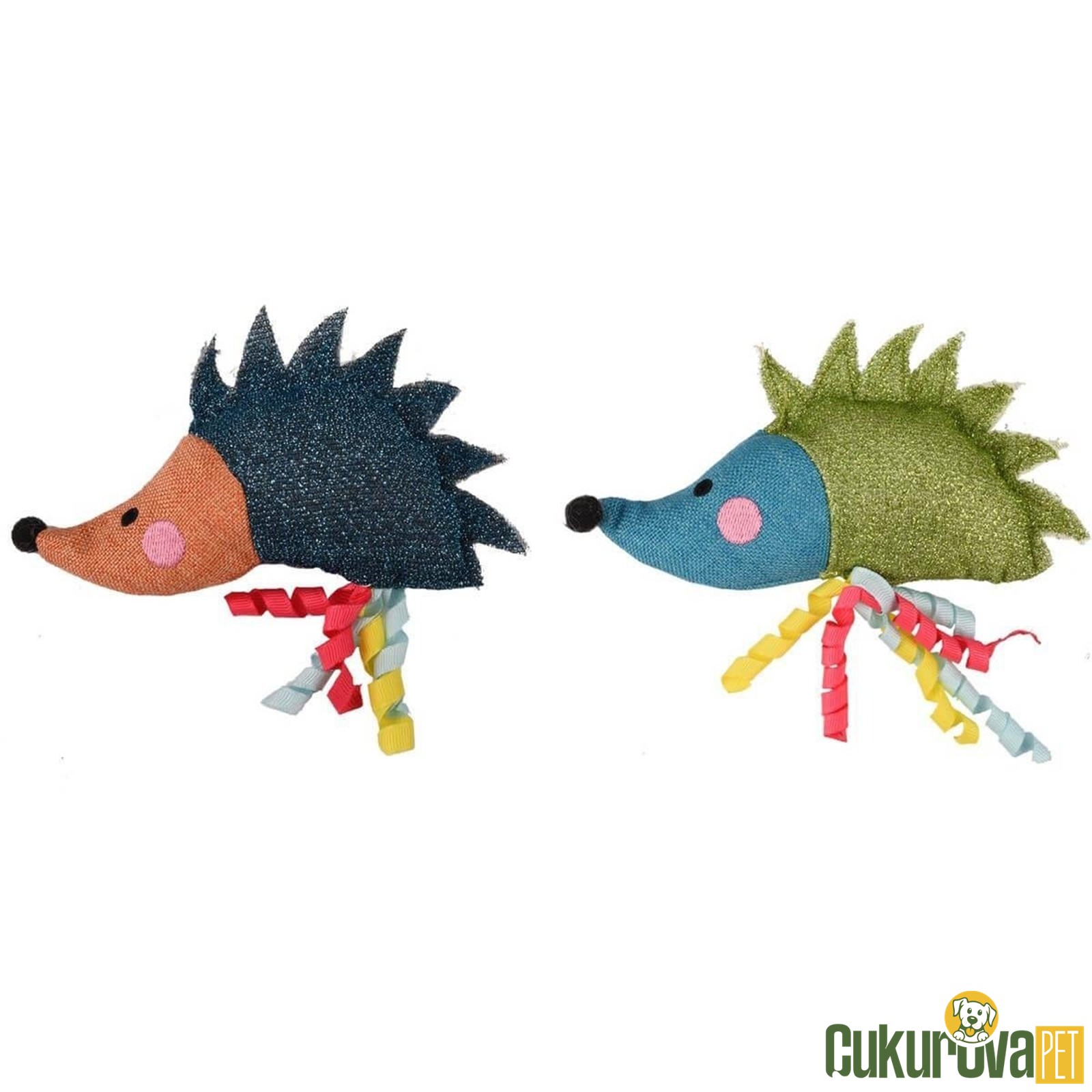Flamingo Kirpi Şeklinde Parıltılı Peluş Kumaş Kedi Oyuncağı Karışık Renkli