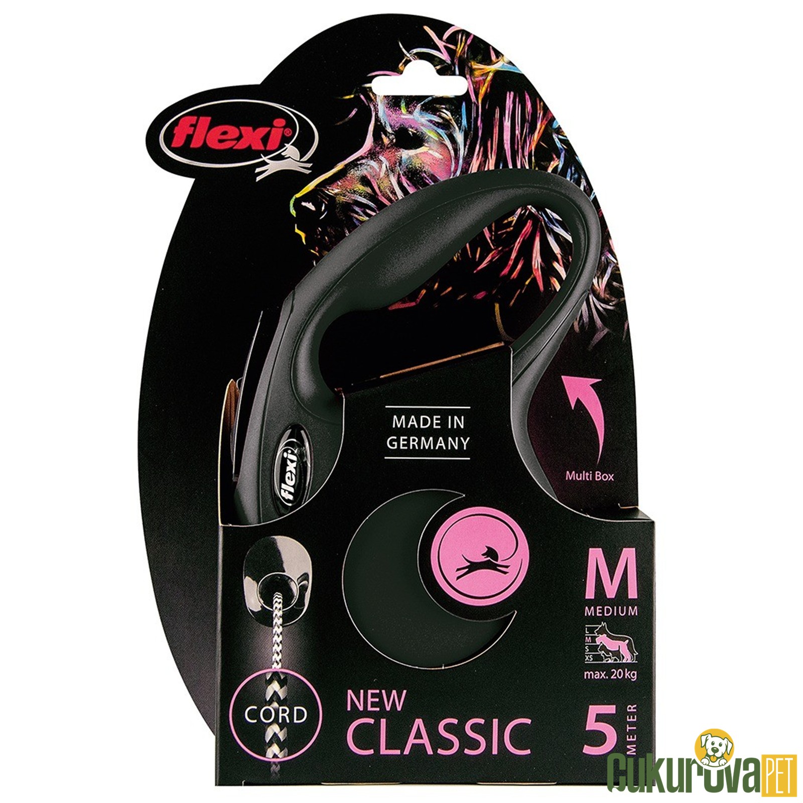 Flexi New Classic Otomatik İp Köpek Gezdirme Kayış M 5 M - Siyah