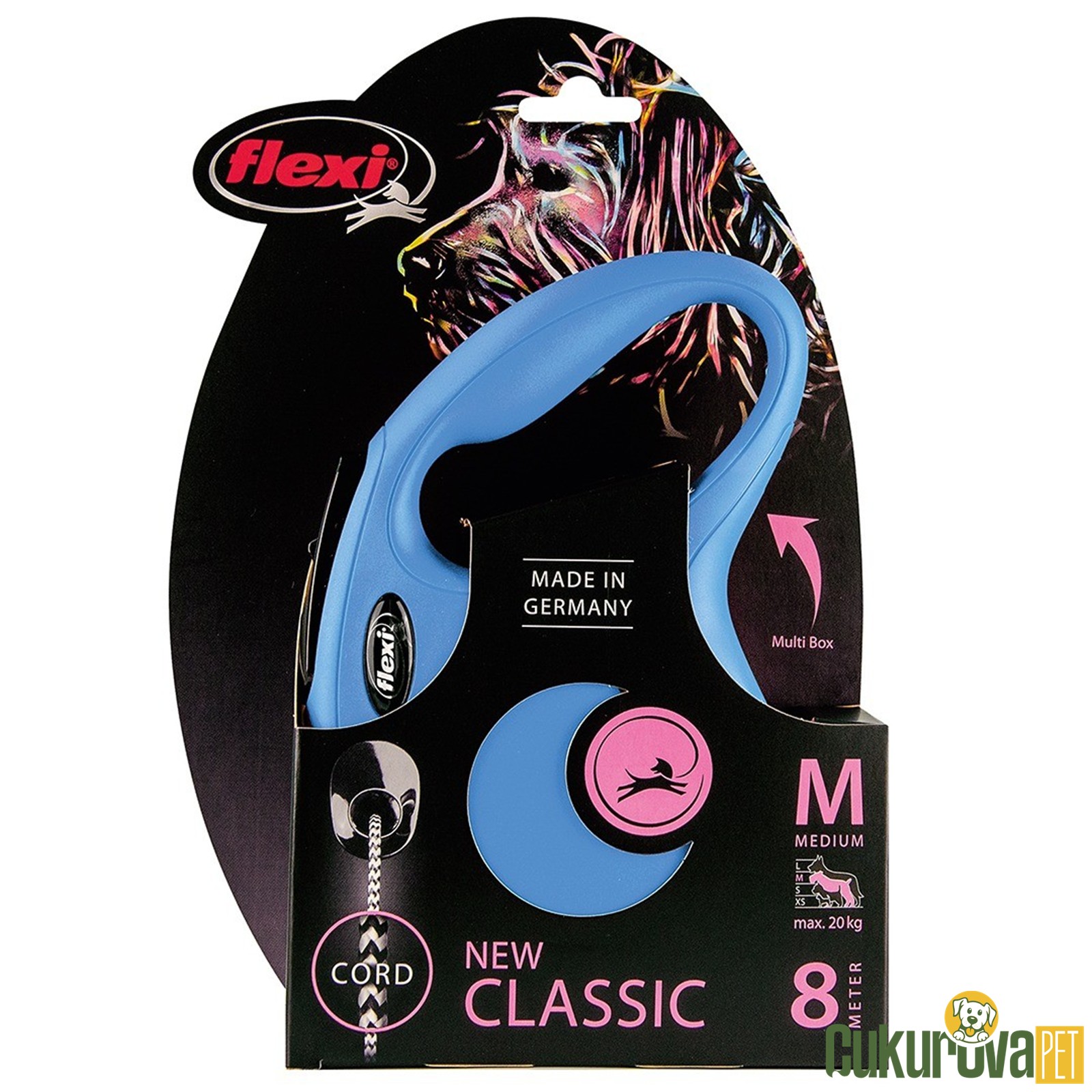 Flexi New Classic İpli Otomatik Köpek Gezdirme Kayışı Mavi M - 8 M