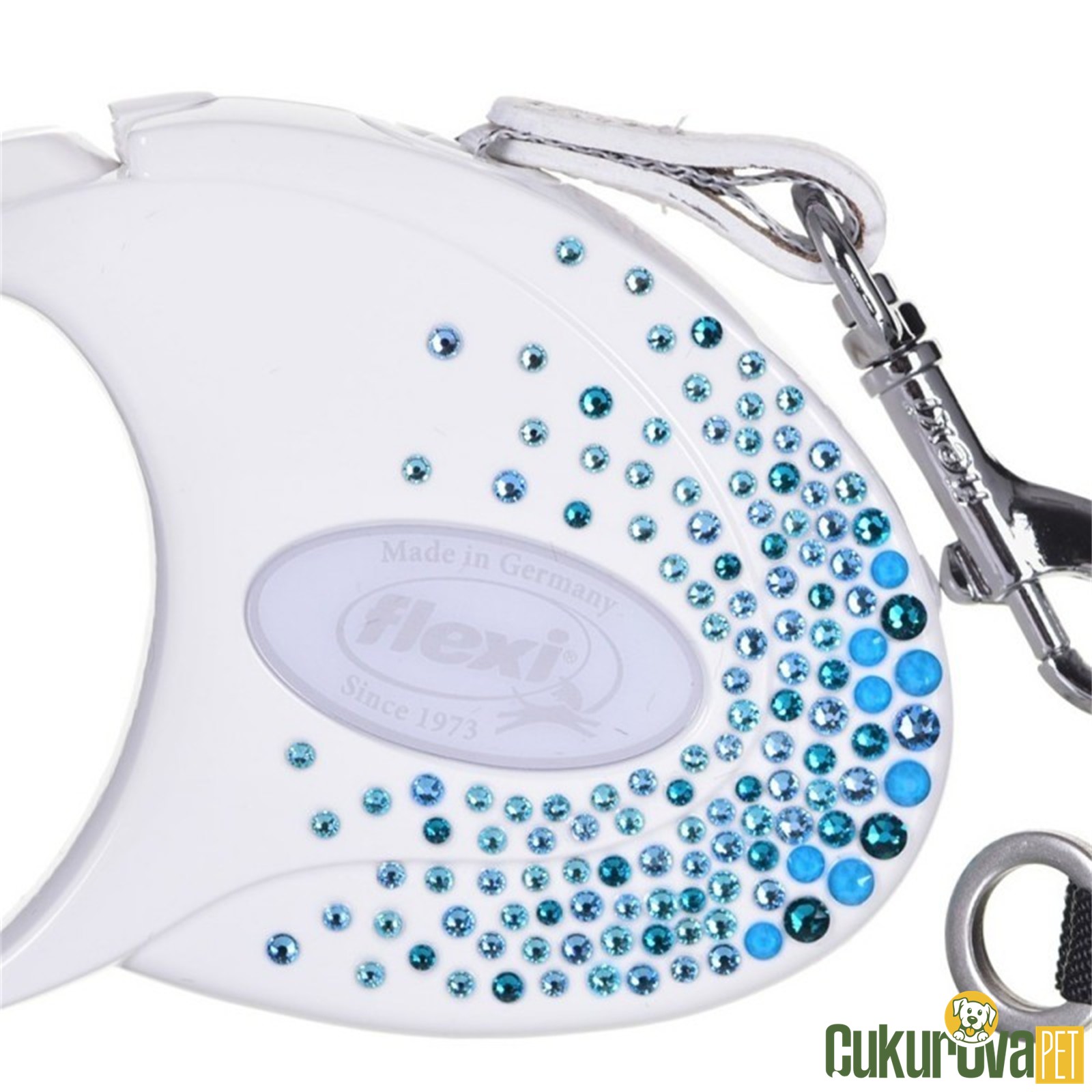 Flexi Glam Splash Ocean Köpek Otomatik Şerit Gezdirme Kayışı Beyaz S - 3 M