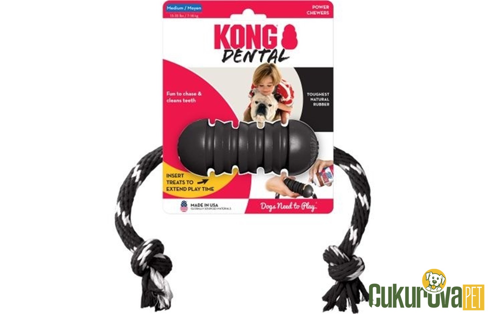 Kong Extreme Dental İp Ultra Sert Köpek Oyuncağı M - 20 Cm