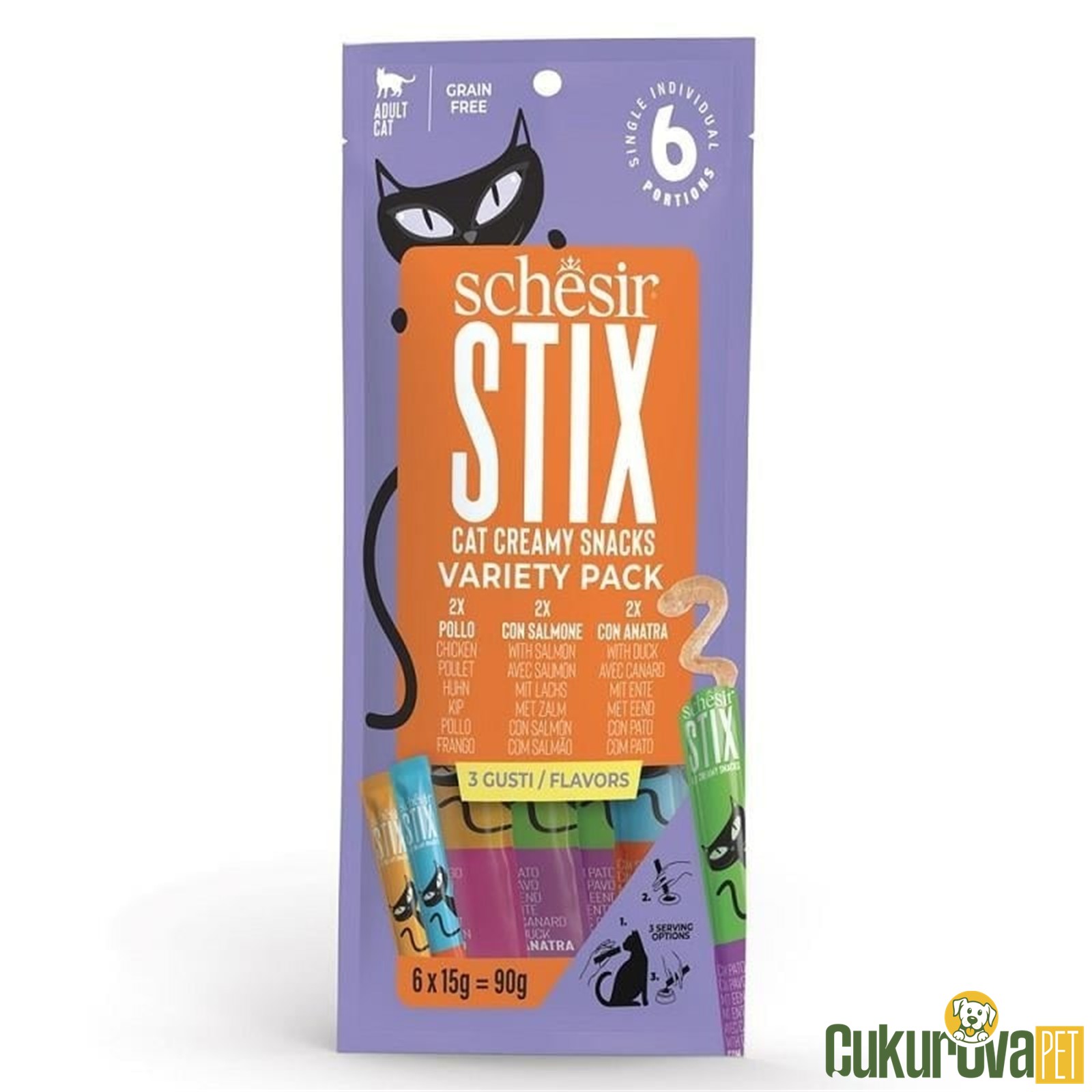 Schesir Stix Karışık Lezzetli Krema Kedi Ödülü 6 x 15 Gr