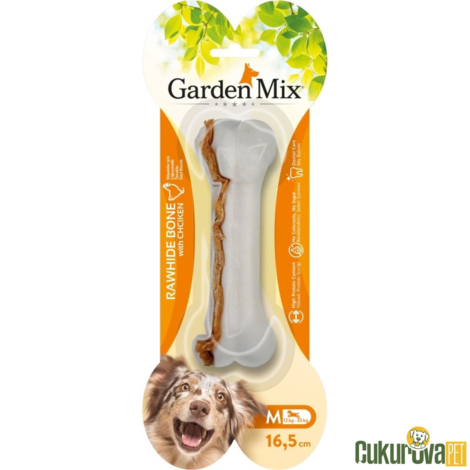 GardenMix Rawhide Bone Tavuklu Köpek Ödül Kemiği M - 16.5 Cm