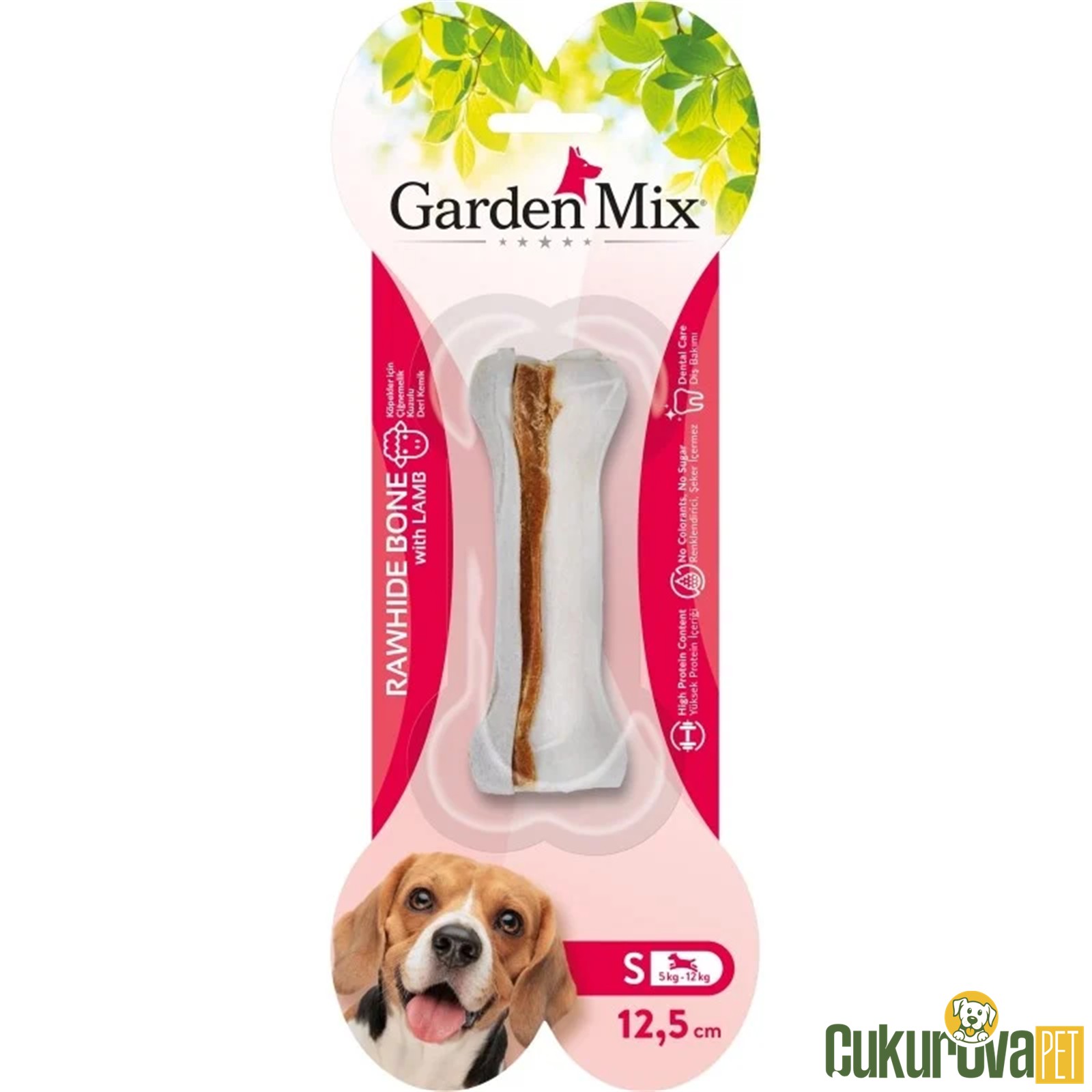 GardenMix Rawhide Bone Kuzlu Etli Köpek Ödül Kemiği S - 12.5 Cm