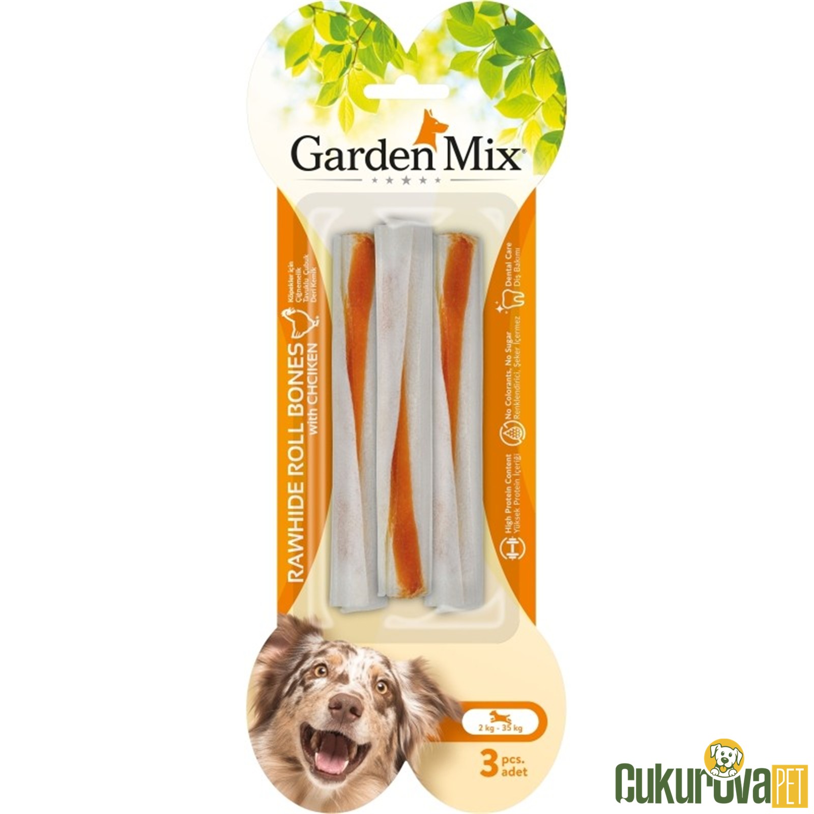 GardenMix Rawhide Bone Tavuklu Köpek Ödül Kemiği 3 Adet 90 Gr