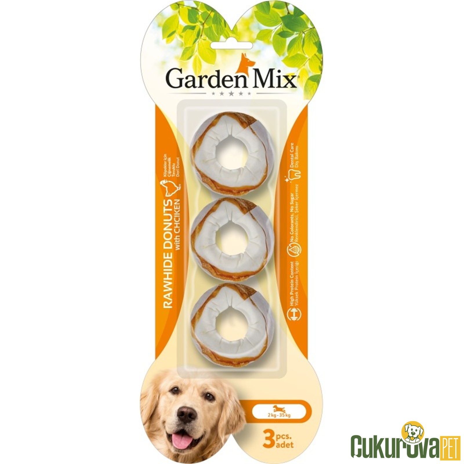 GardenMix Rawhide Donuts Tavuklu Köpek Ödül Kemiği 3 Adet 120 Gr