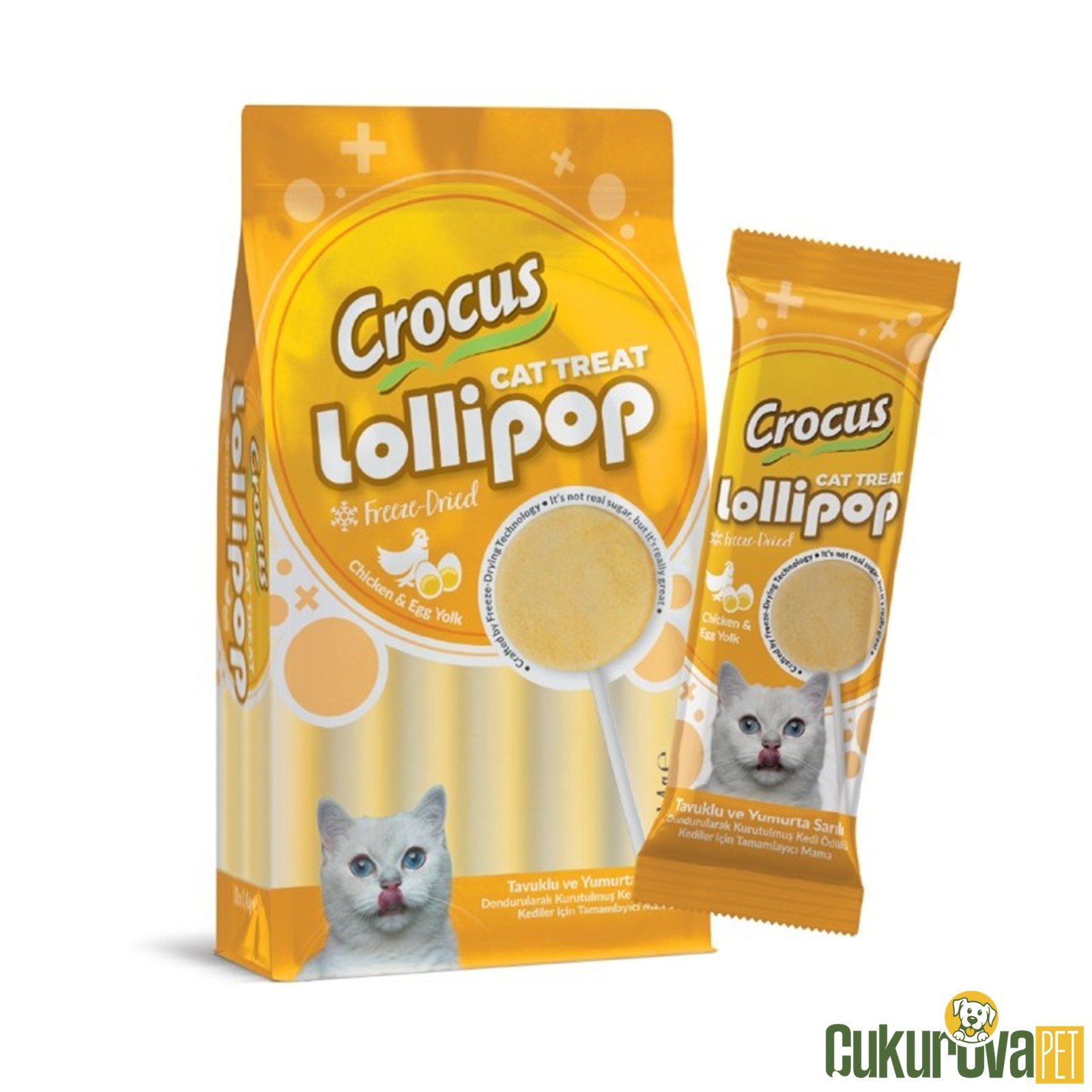 Crocus Tavuklu ve Yumurta Sarılı Lolipop Kedi Ödül Maması 1.4 Gr