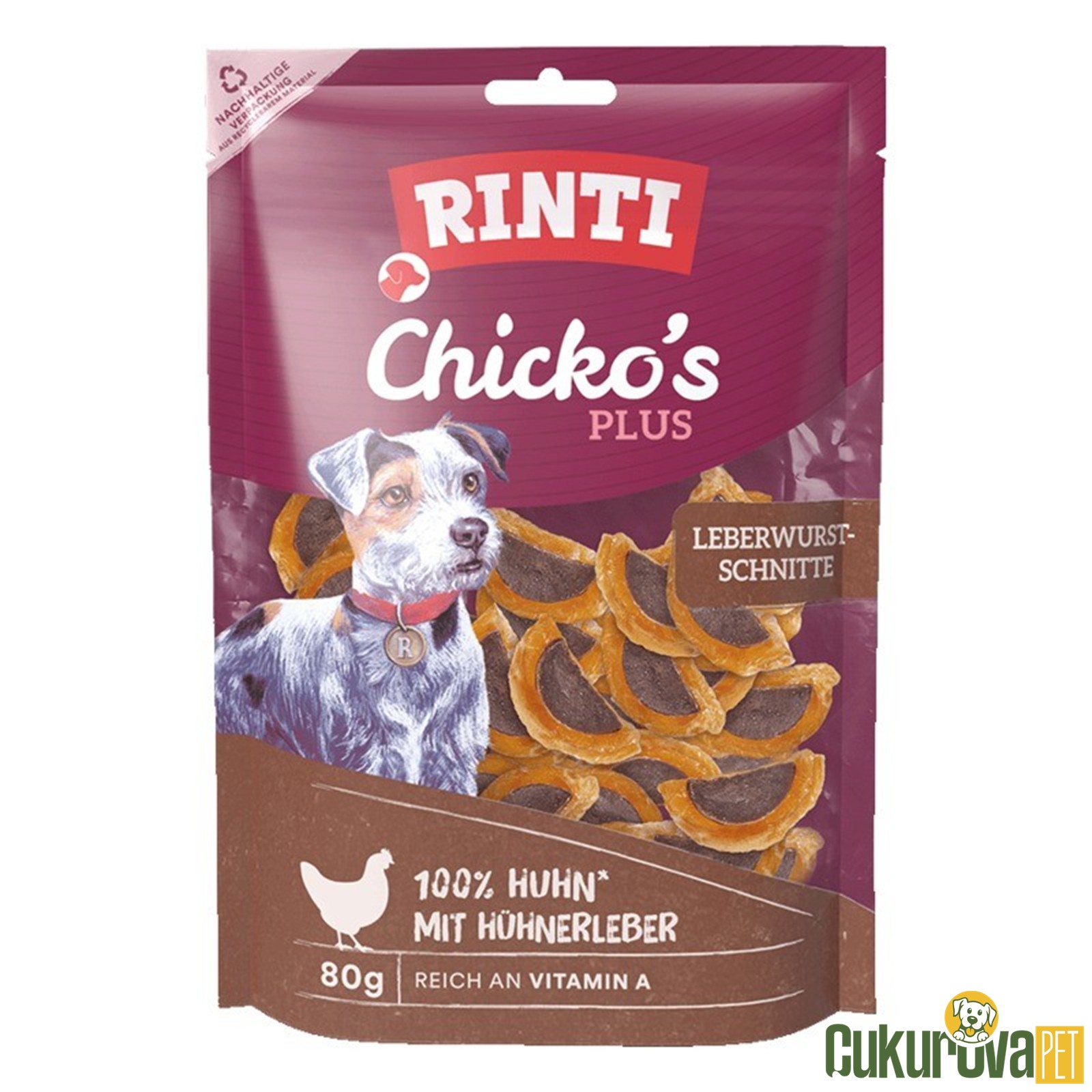Rıntı Chicko's Plus Ciğerli Et Dilimleri Köpek Ödül Maması 80 Gr