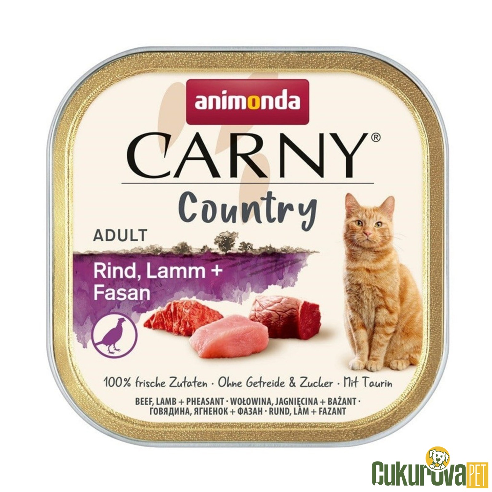 Animonda Carny Country Sığırlı Kuzulu ve Sülünlü Yetişkin Kedi Yaş Maması 100 Gr