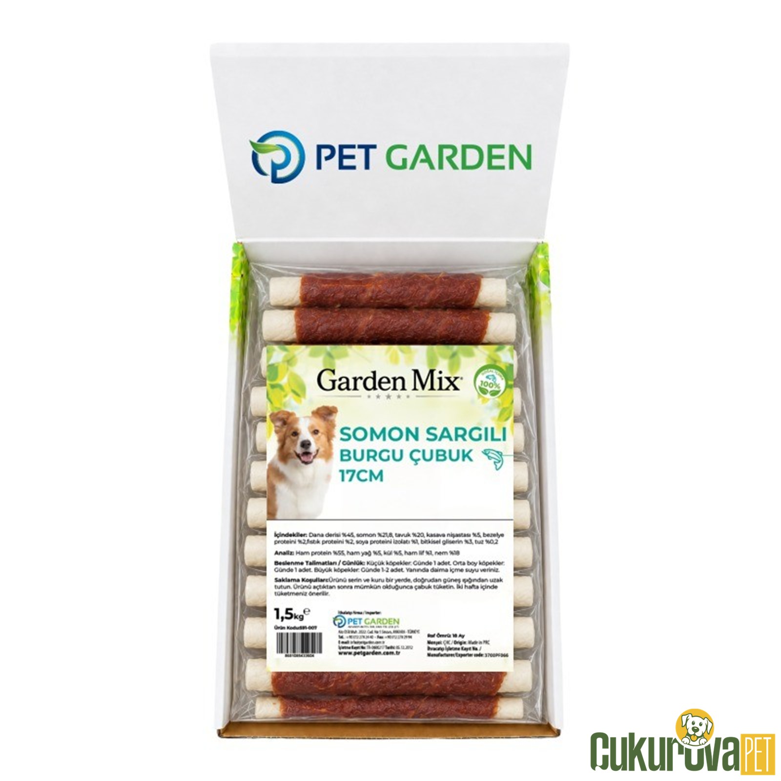 Gardenmix Somon Sargılı Burgu Köpek Ödül Kemiği 17 Cm - 1.5 Kg