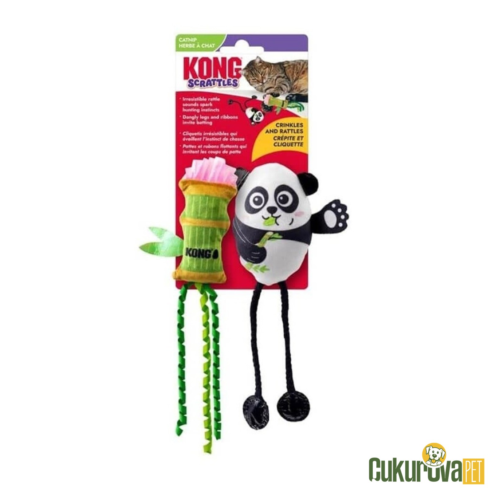 Kong Scrattles Panda Catnipli Sesli Peluş Kedi Oyuncağı 31 x 10.8 x 3.1 Cm - 2 Adet