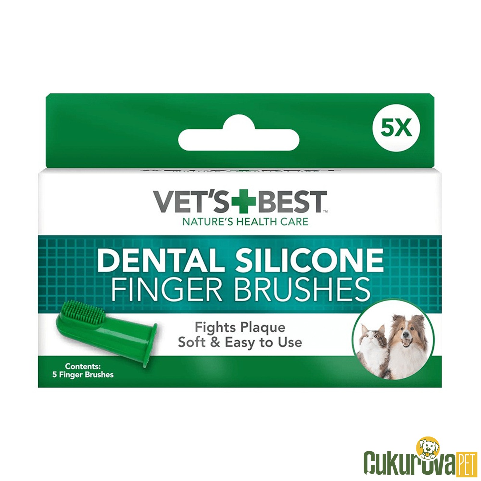 Vet's Best Kedi̇ Ve Köpekler İçi̇n Si̇li̇kon Parmak Di̇ş Fırçası 5 Adet