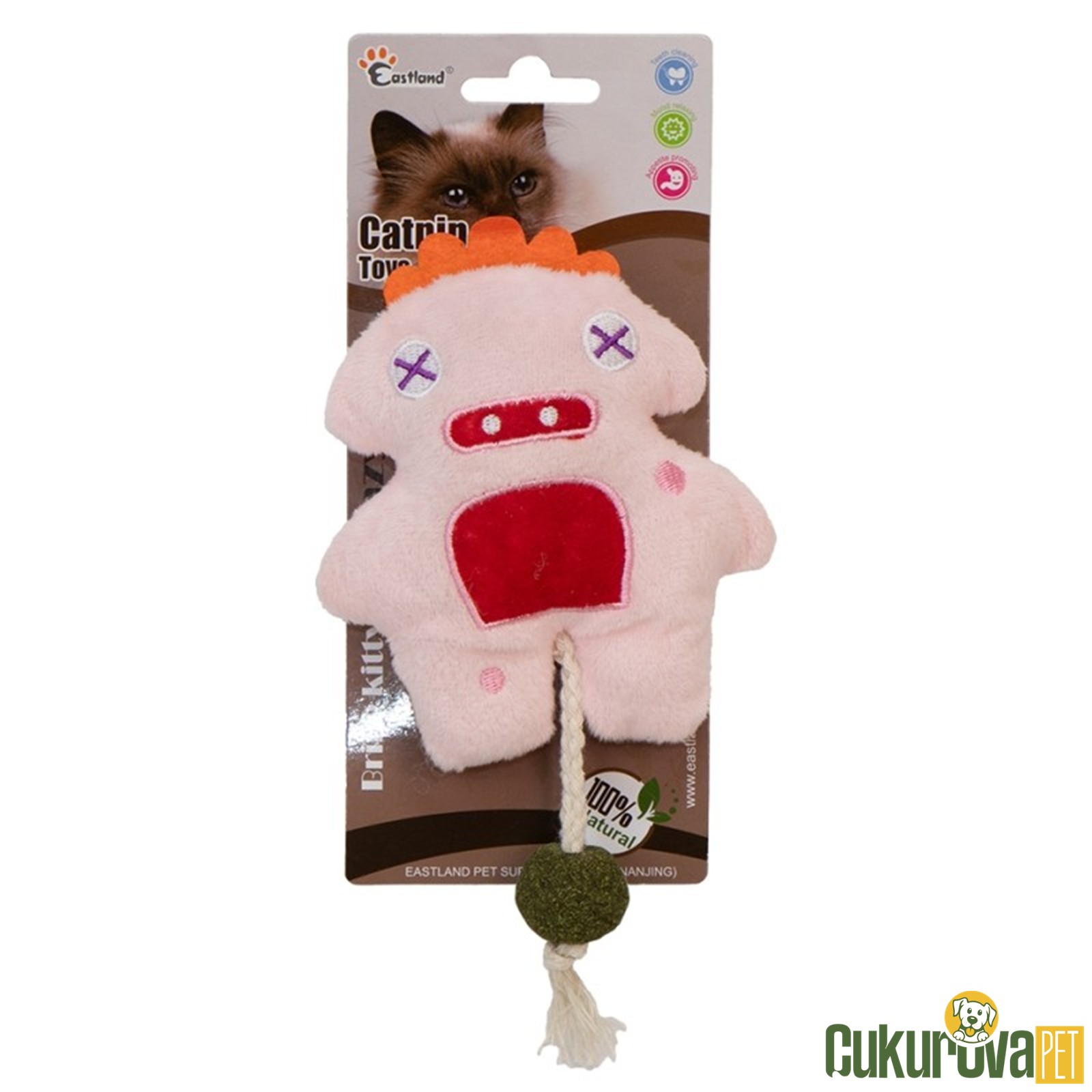 Eastland Kedi̇ Oyuncağı Catnipli Peluş Pembe Canavar 18 Cm