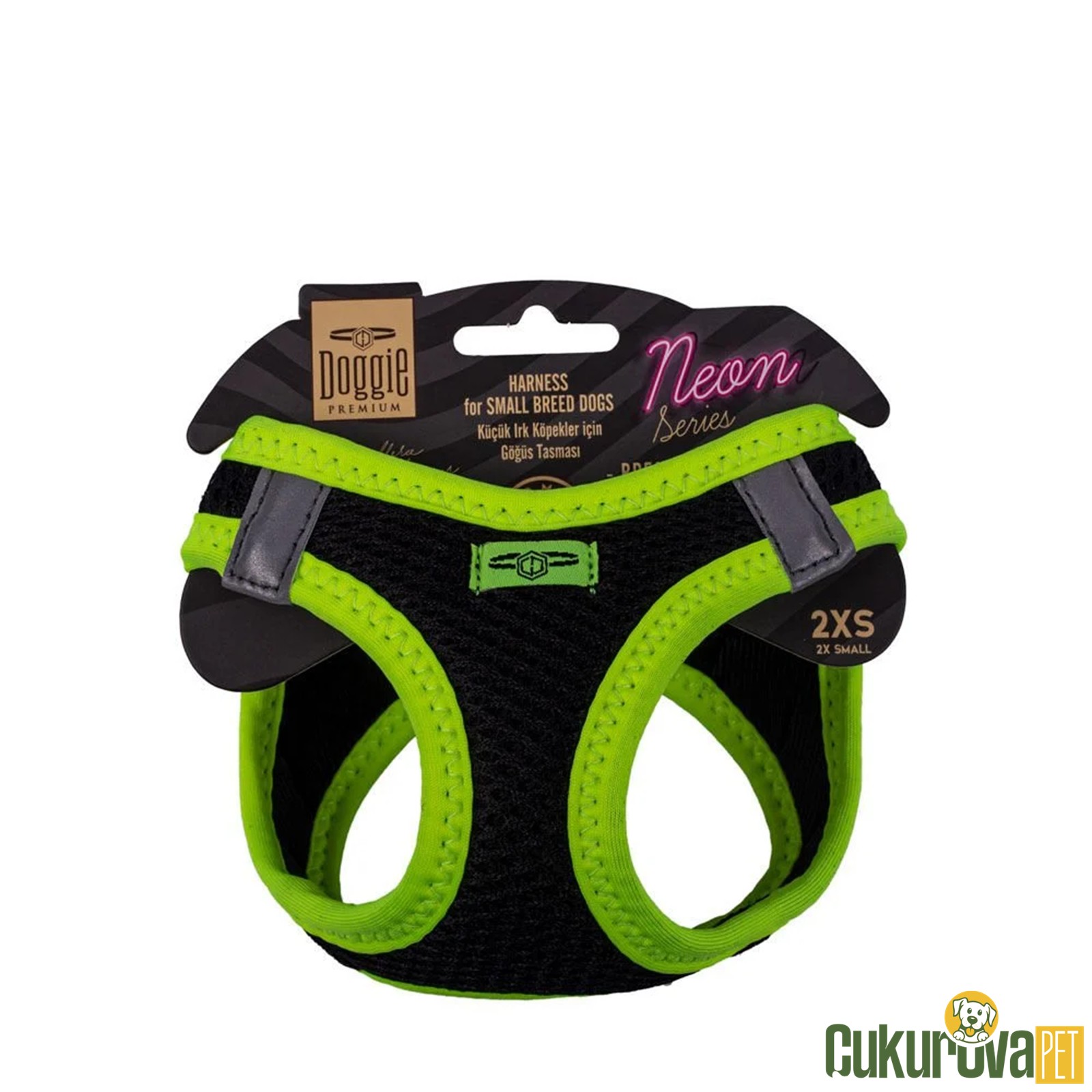 Doggie Havali Dokumadan Neon Serisi El Yapımı Küçük Irk Köpek Göğüs Tasması 2xs 26 - 30 Cm - Sari