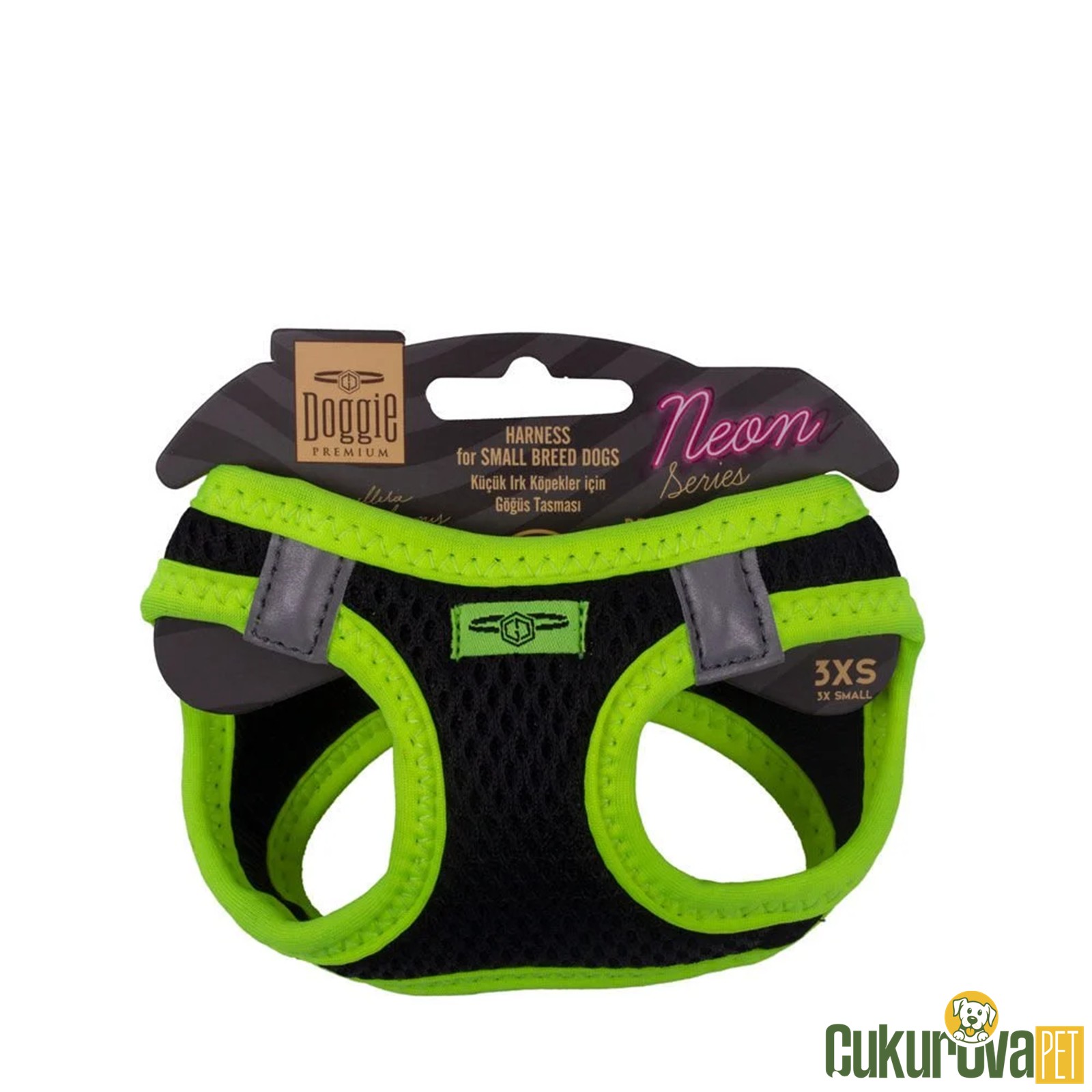 Doggie Havalı Dokumadan Neon Serisi El Yapımı Küçük Irk Köpek Göğüs Tasması 3xs 22 - 26 Cm - Sari
