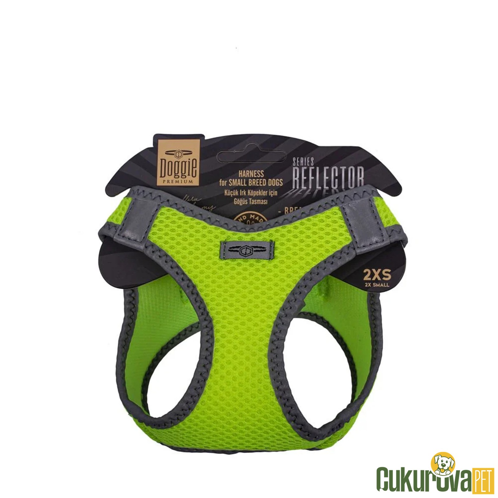 Doggie Havalı Dokumadan Reflektör Seri̇si̇ El Yapımı Küçük Irk Köpek Göğüs Tasması 2xs 26 - 30 Cm - Sarı