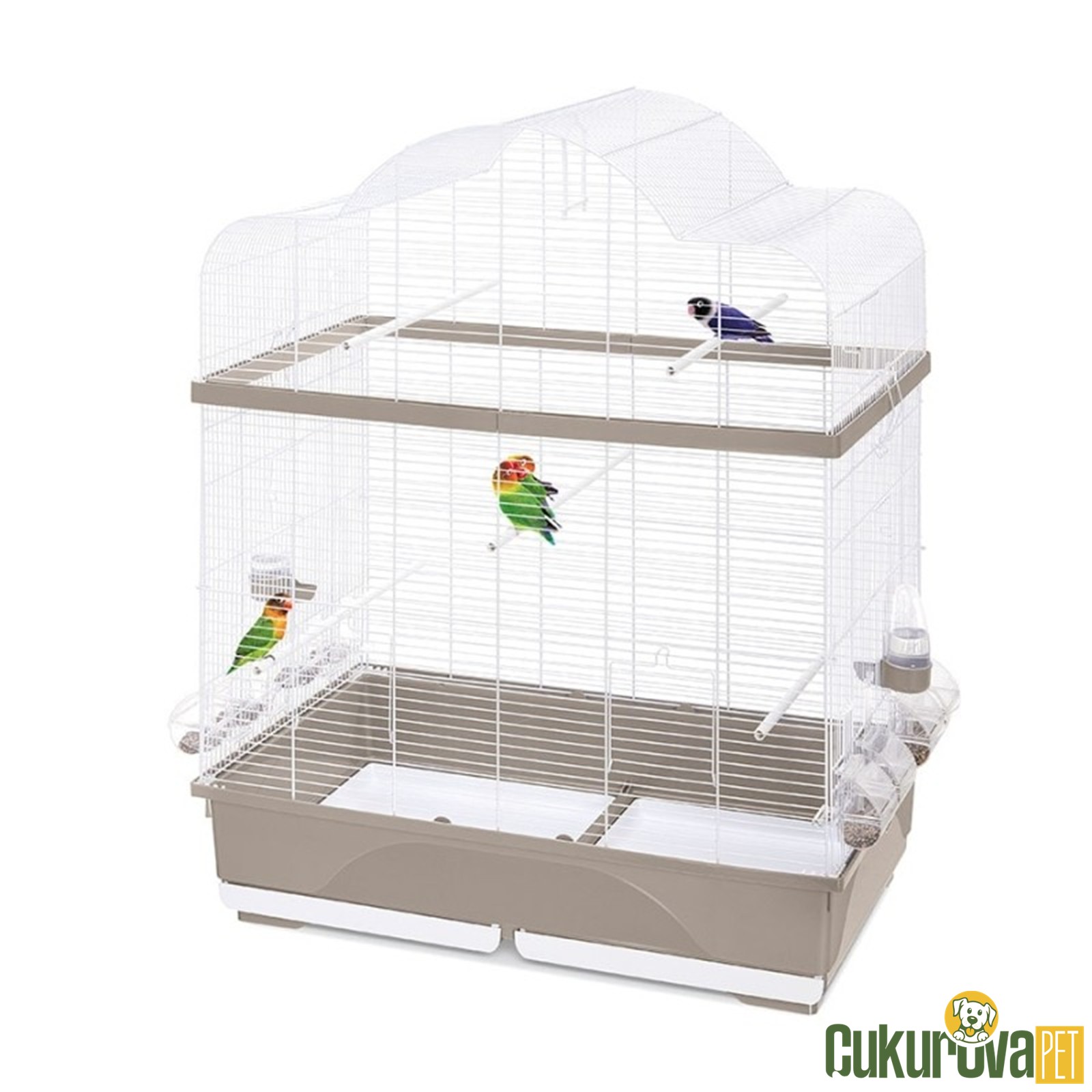 Imac Ginevra Kanarya Kuş Kafesi Kahverengi & Beyaz - 79.5 x 48.5 x 94 Cm
