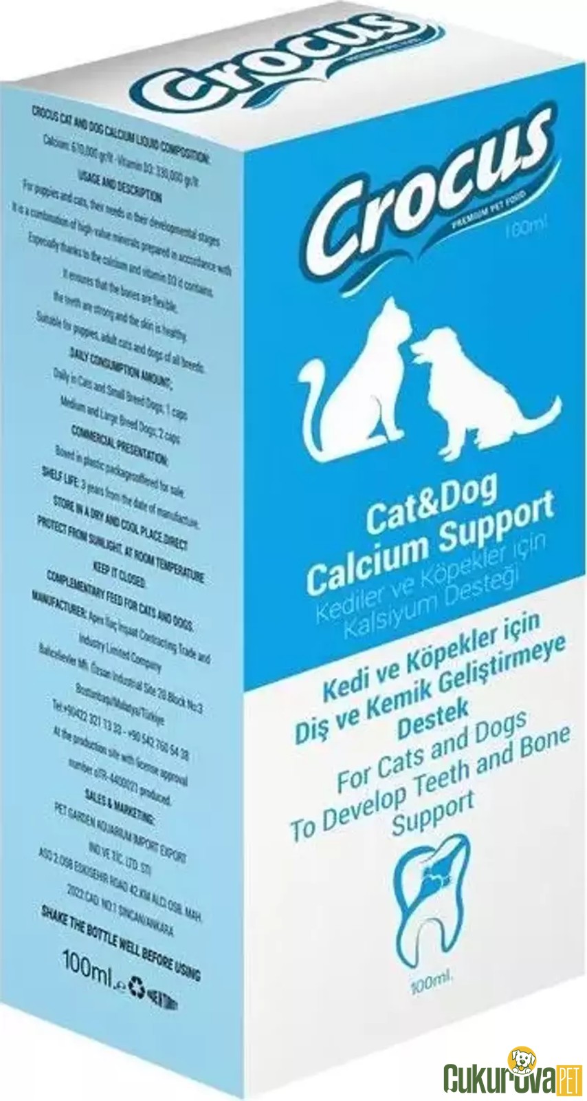 Crocus Kalsiyum Destek Kedi & Köpek Vitamini 100 Ml