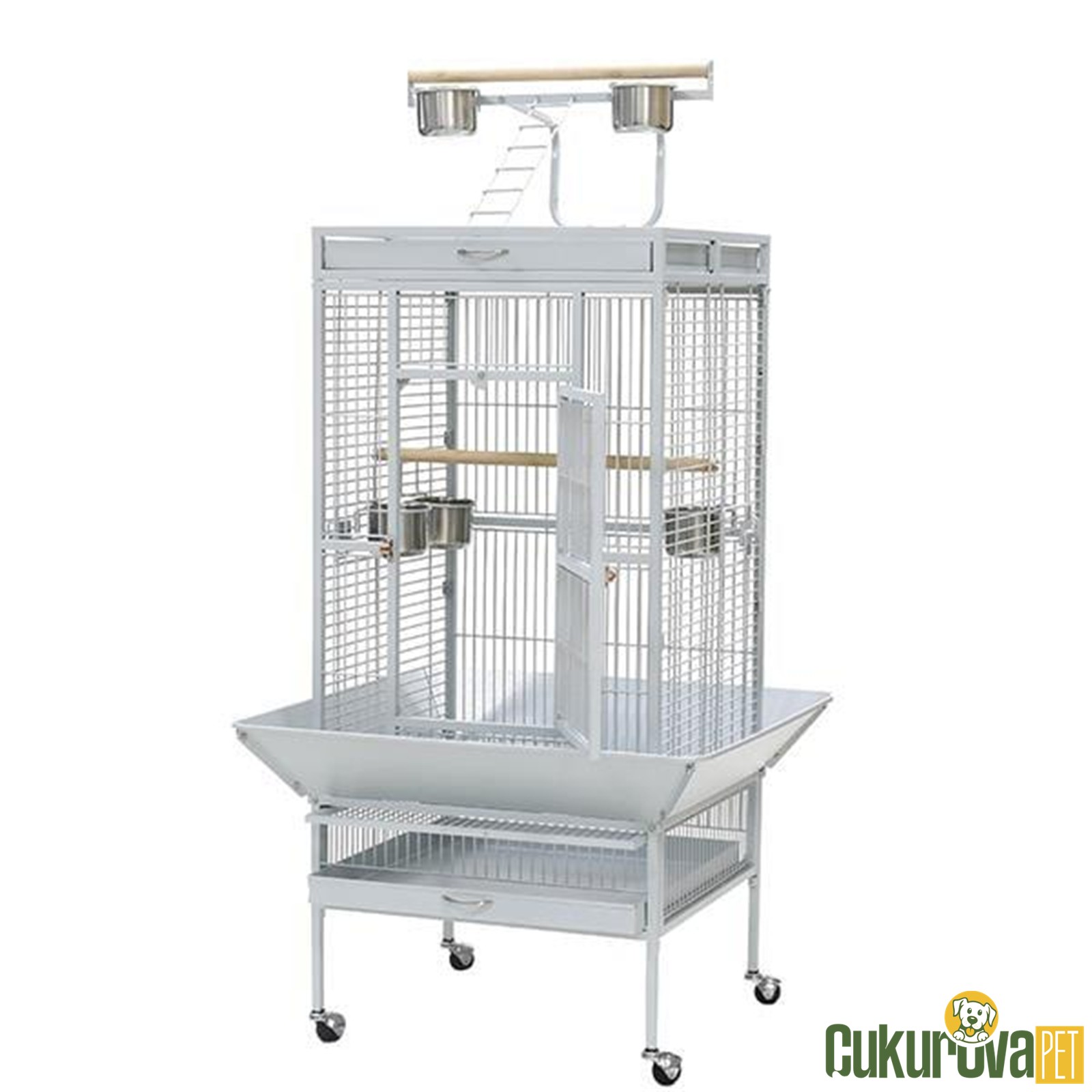 Dayang A11 Ayaklı Papağan Kafesi Beyaz 61 x 56 x 165 Cm