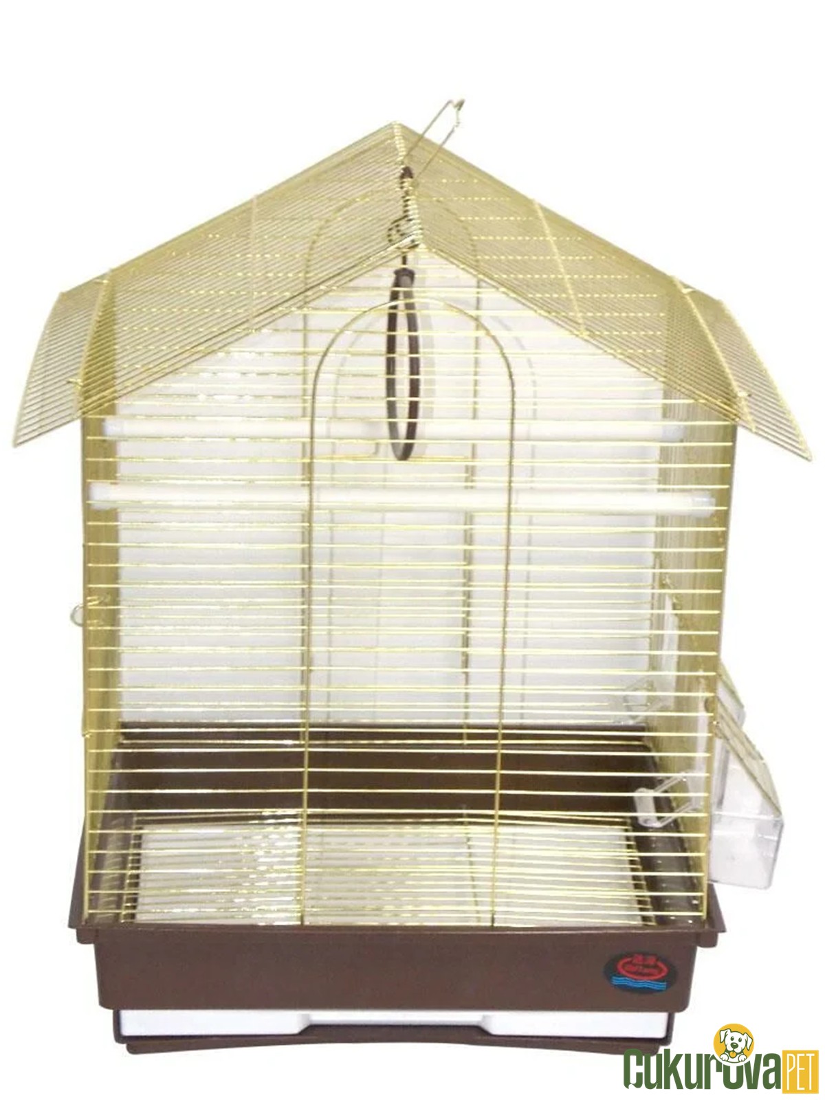 Dayang İki Kapılı Çatılı Pirinç Muhabbet Kuşu Kafesi  35 x 28 x 46 Cm