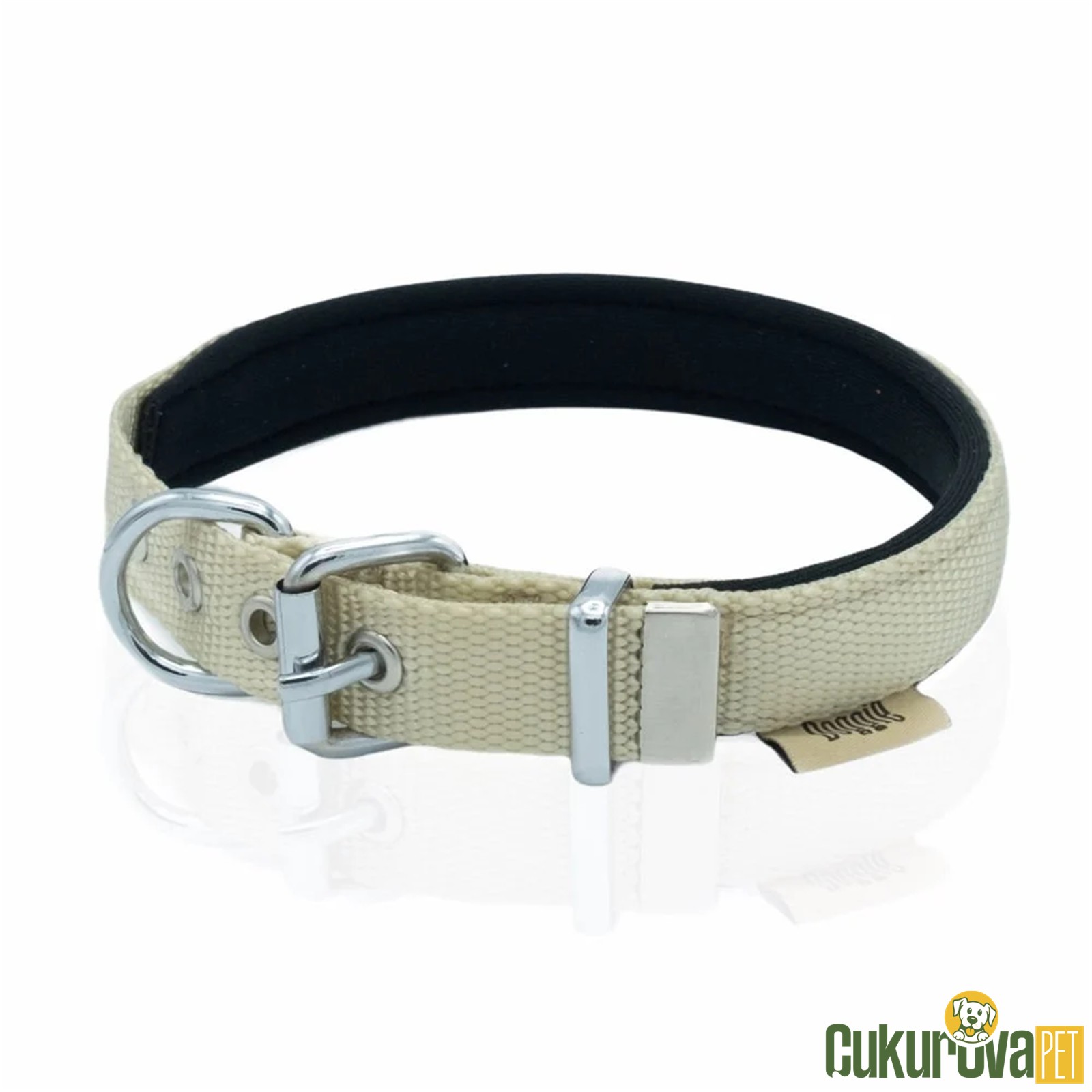 Doggie Konforlu Dokumadan El Yapımı Köpek Boyun Tasması M - 1.5 x 25 - 30 Cm - Haki̇