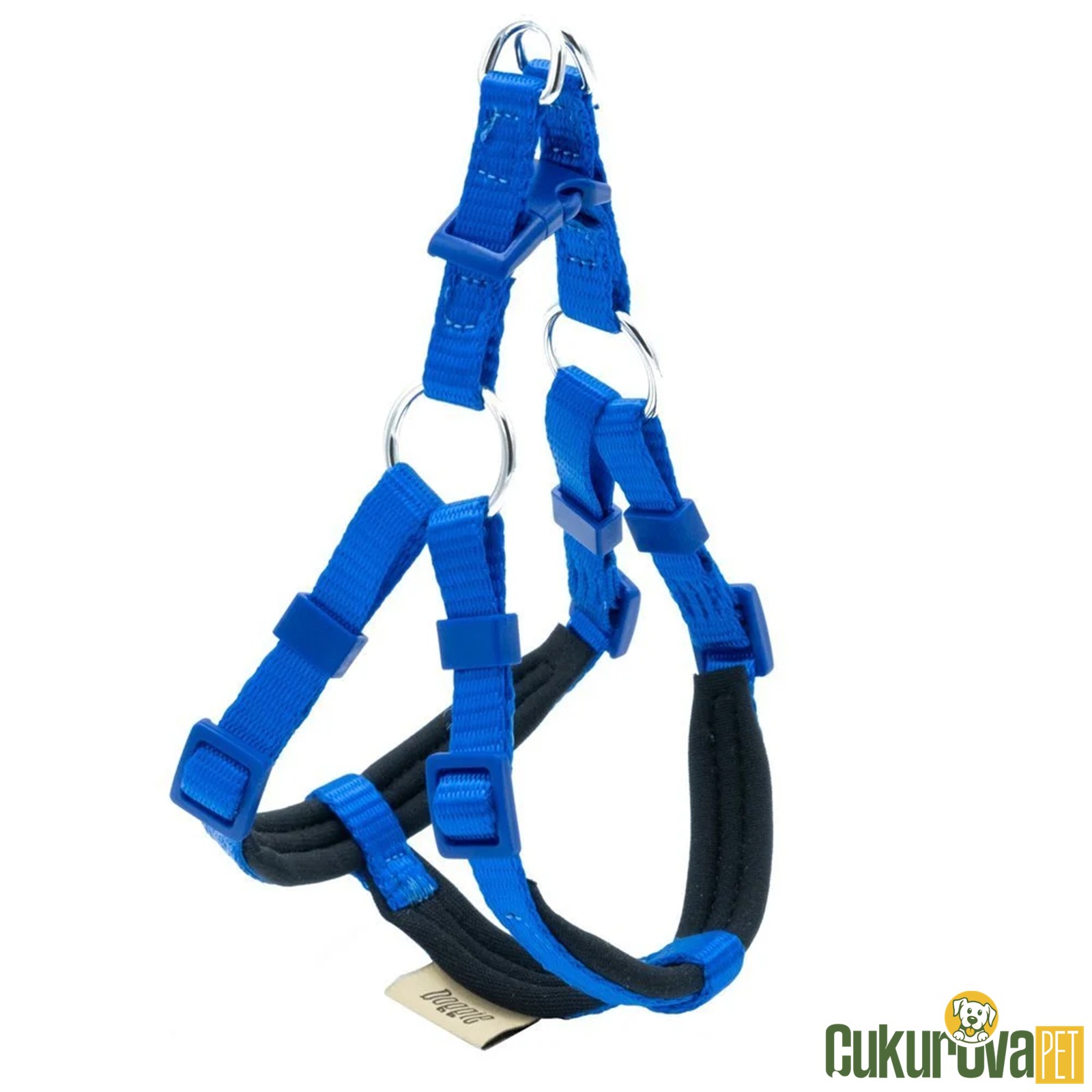 Doggie Konforlu Dokumadan El Yapımı Ronin Model Köpek Göğüs Tasması Xxs - 1 x 30 - 35 Cm - Royal Mavi