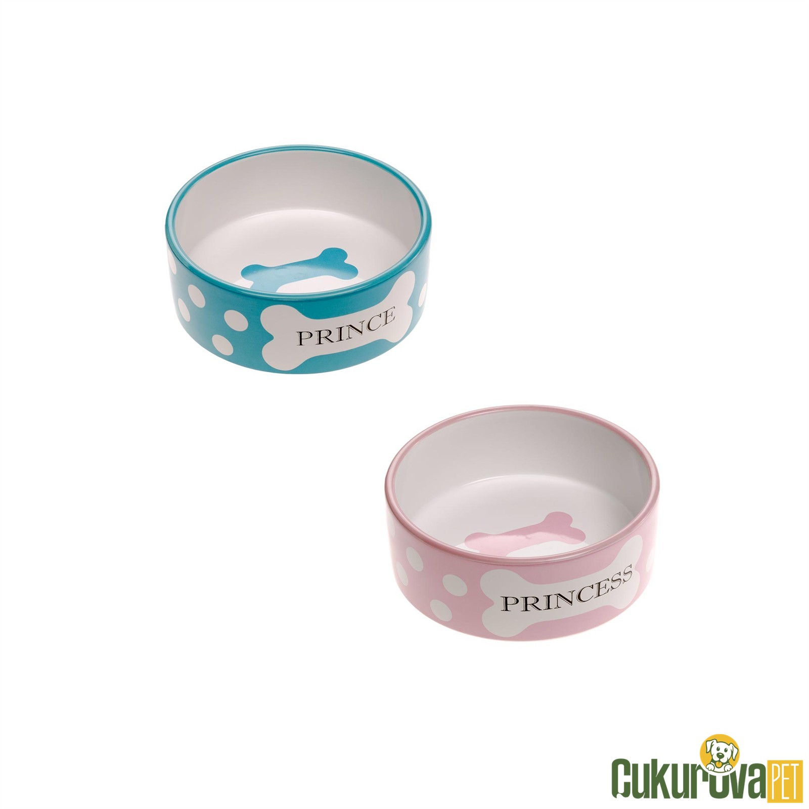 Ferplast Köpek Thea Kemi̇k Desenli̇ Serami̇k Mama & Su Kabı 750 Ml