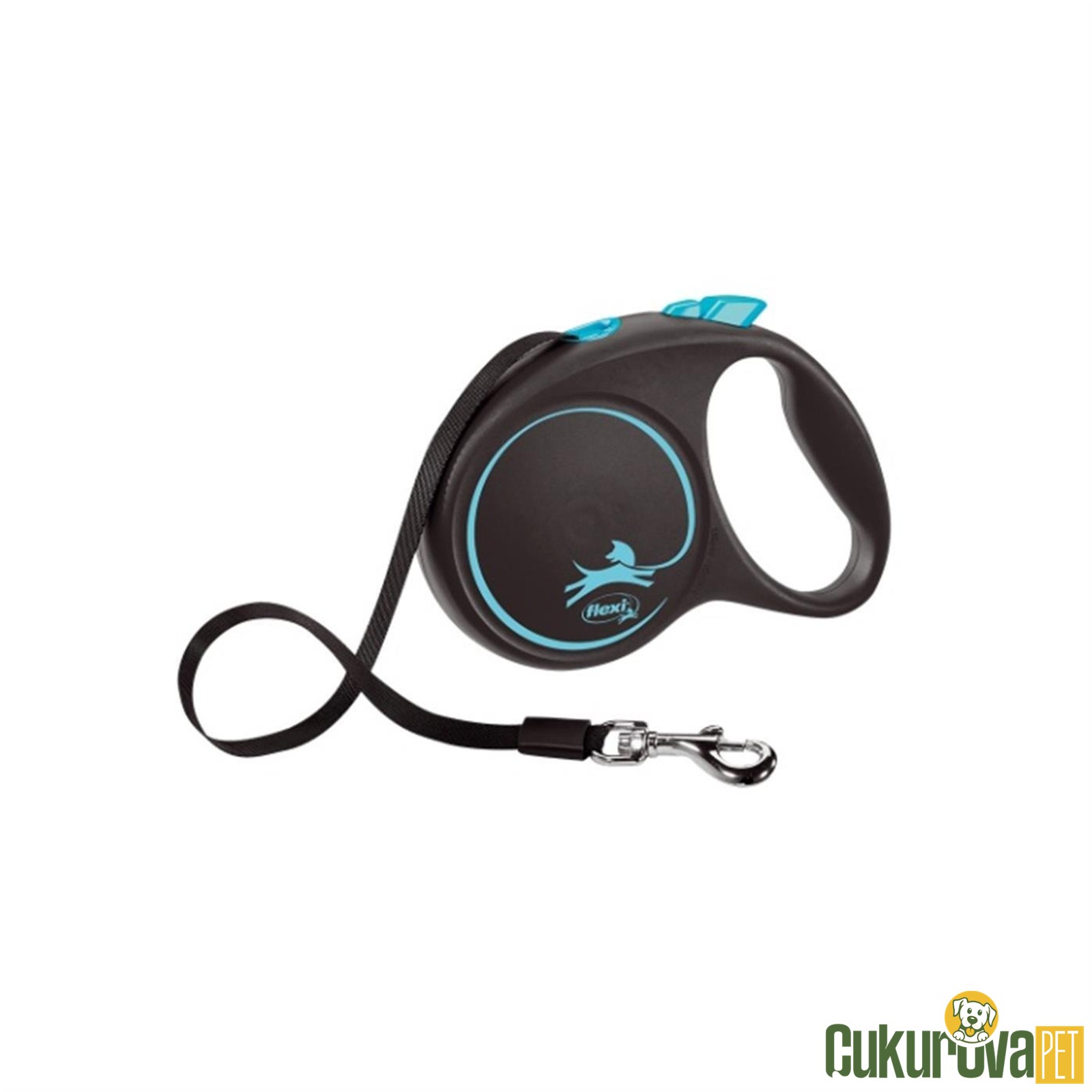 Flexi Black Desing 5 M Otomatik Şerit Köpek Gezdirme Kayışı L Mavi