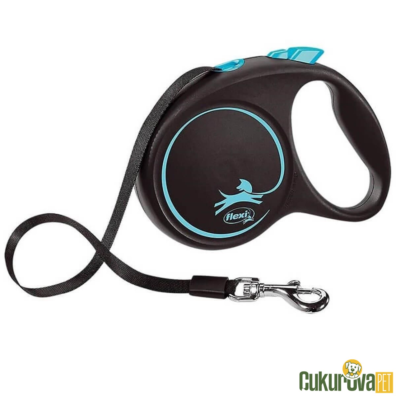 Flexi Black Desing 5 M Otomatik Şerit Köpek Gezdirme Kayışı M Mavi