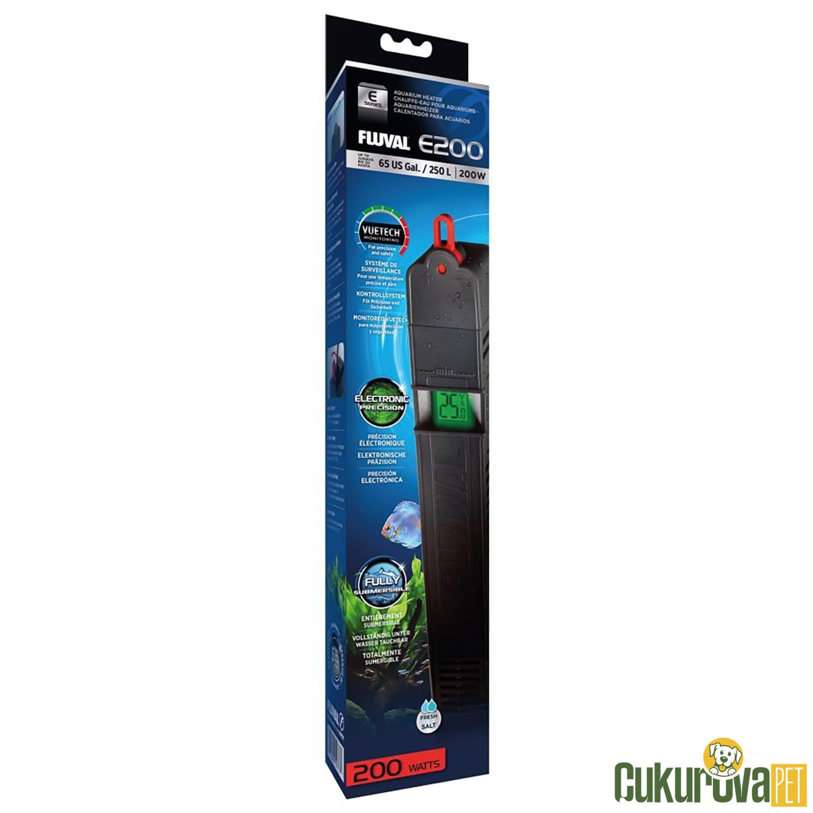 Fluval E200 Tam Otomati̇k Isıtıcı 200w