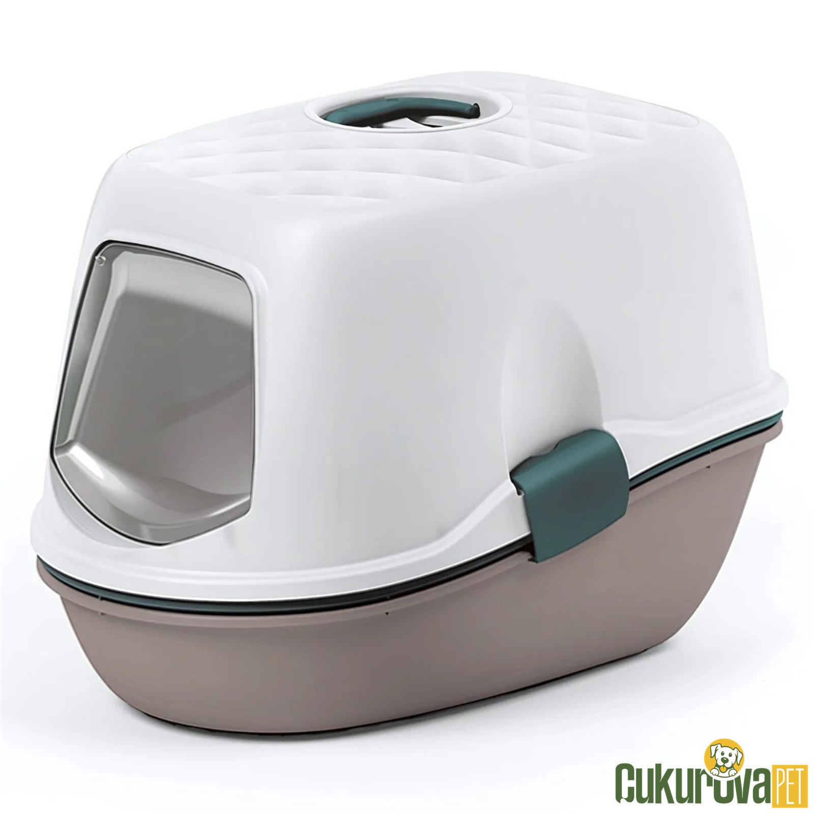 Stefanplast Furba Top Chic Kapalı Elekli̇ Kedi̇ Tuvaleti - Beyaz / Pembe