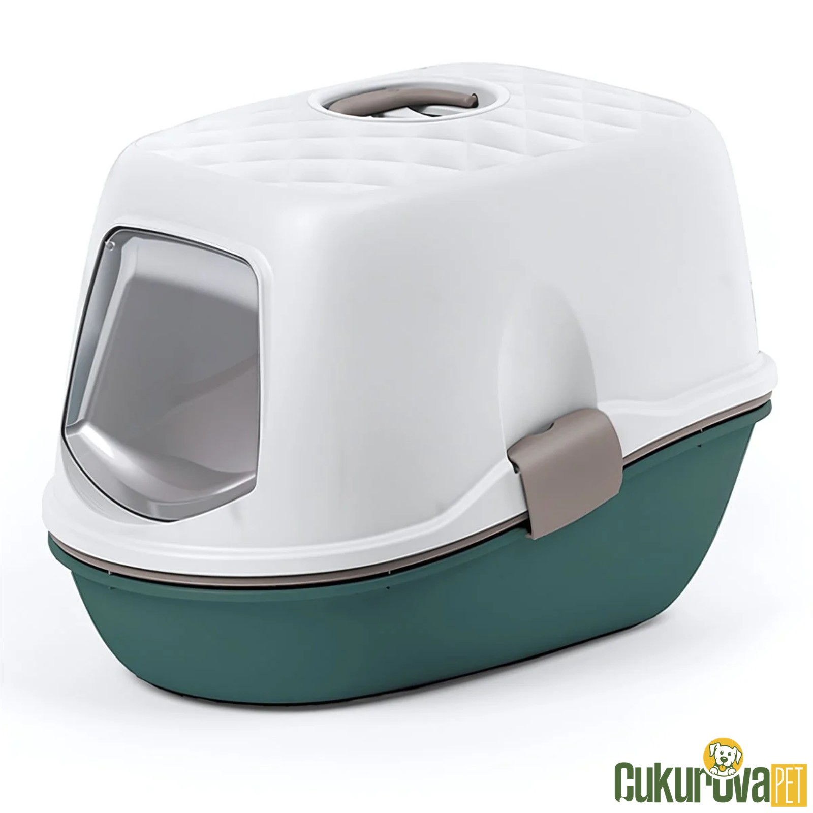 Stefanplast Furba Top Chic Kapalı Elekli̇ Kedi̇ Tuvaleti - Beyaz / Yeşi̇l