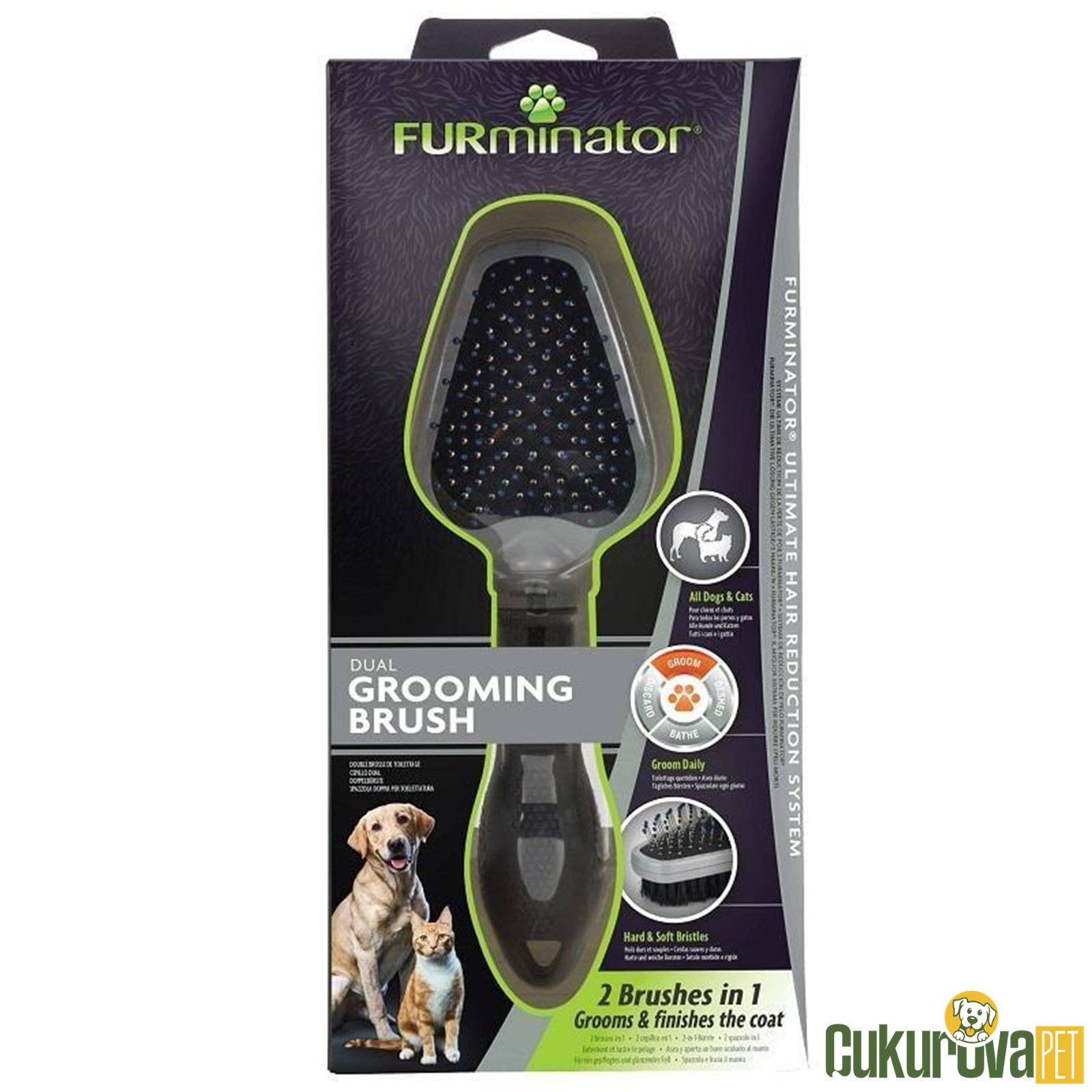 Furminator Dual Brush Step 1 Kedi̇ & Köpek Tarağı