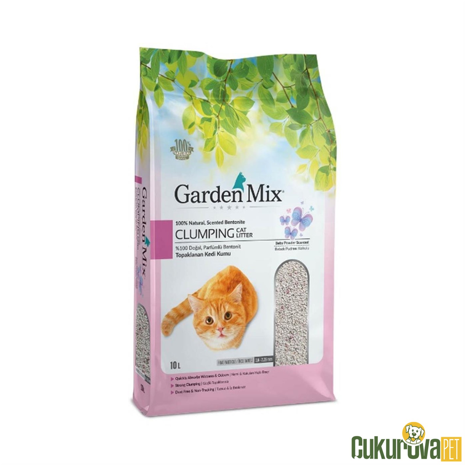 Gardenmix Bentonit Bebek Pudralı İnce Kedi Kumu 10 L