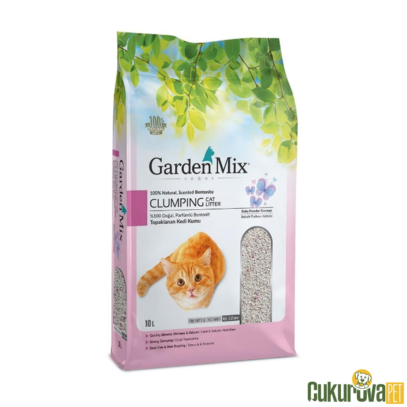 Gardenmix Bentonit Bebek Pudrası Kokulu Doğal Kalın Kedi Kumu 10 L
