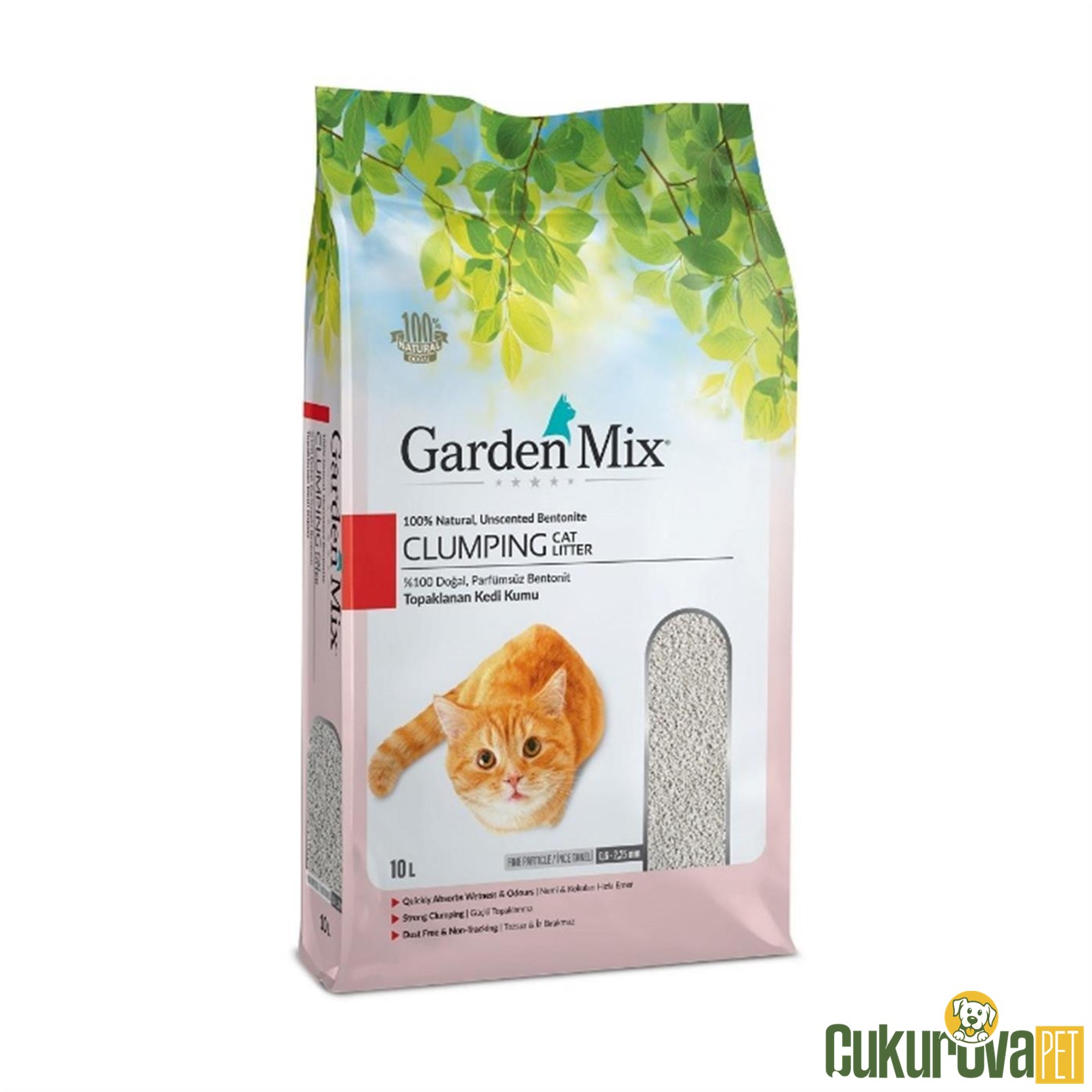Gardenmix Bentonit Kokusuz Parfüm İçermeyen İnce Kedi Kumu 10 L
