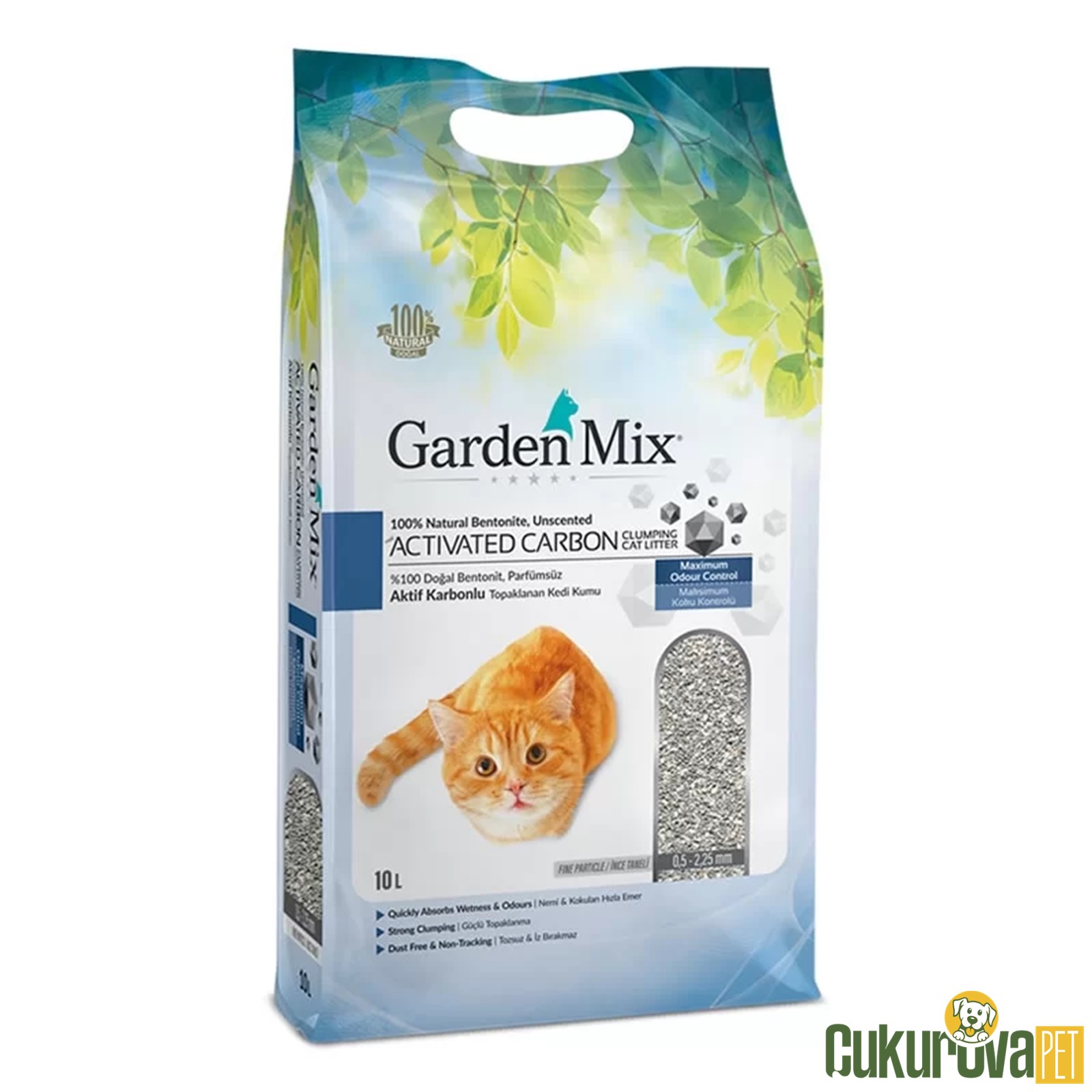 Gardenmix Bentonit Aktif Karbonlu İnce Taneli Kedi Kumu 10 L