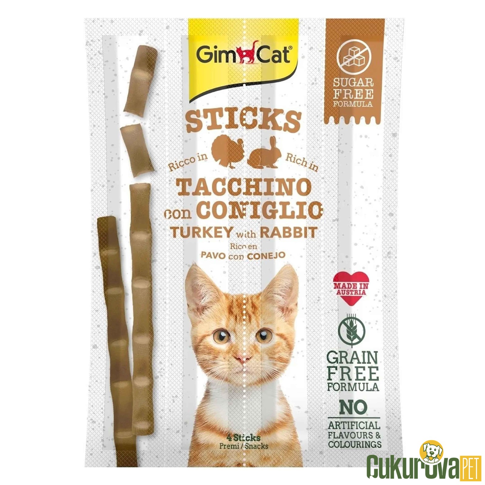 Gimcat Sticks Hindi & Tavşan Etli Kedi Ödül Çubukları 4'lü - 20 Gr
