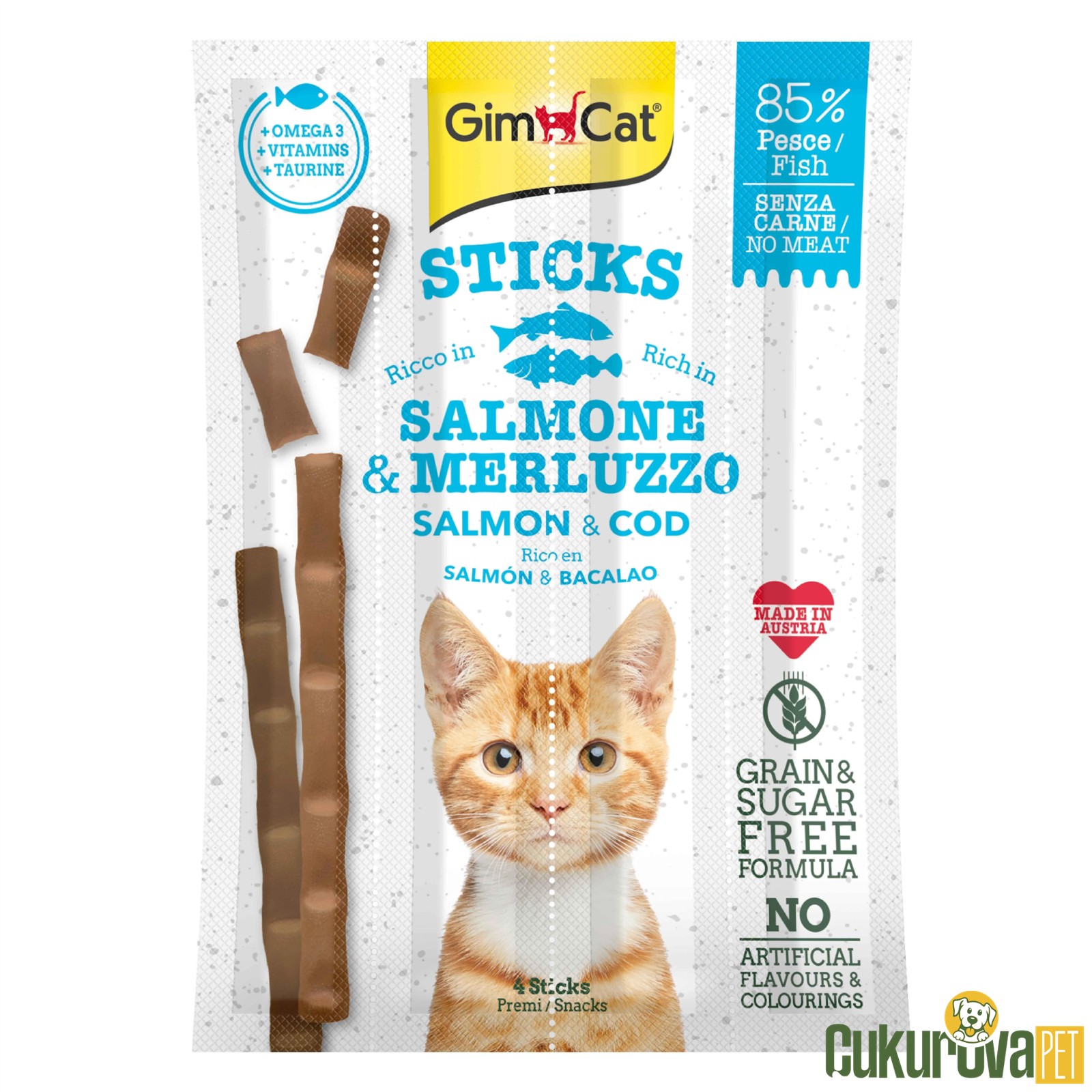 Gimcat Sticks Somonlu Ve Morinalı Kedi Ödül Çubukları 4'lü - 20 Gr