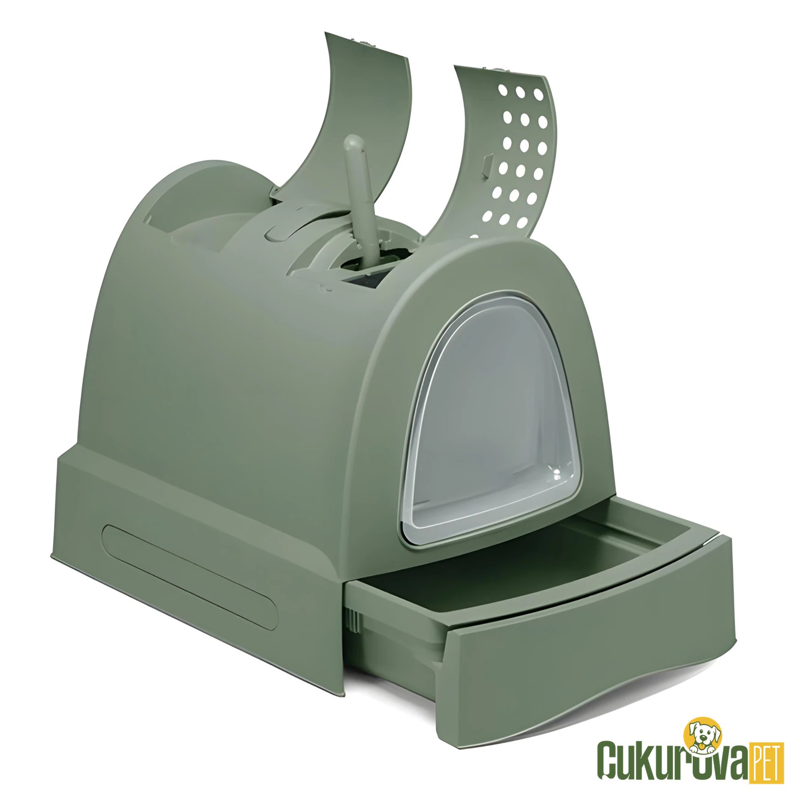 Imac Zuma Çekmeceli Kapalı Kedi Tuvaleti - Yeşil