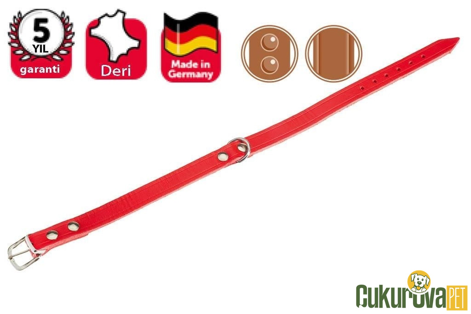 Karlie Köpek Deri Boyun Tasması Kırmızı 57 Cm