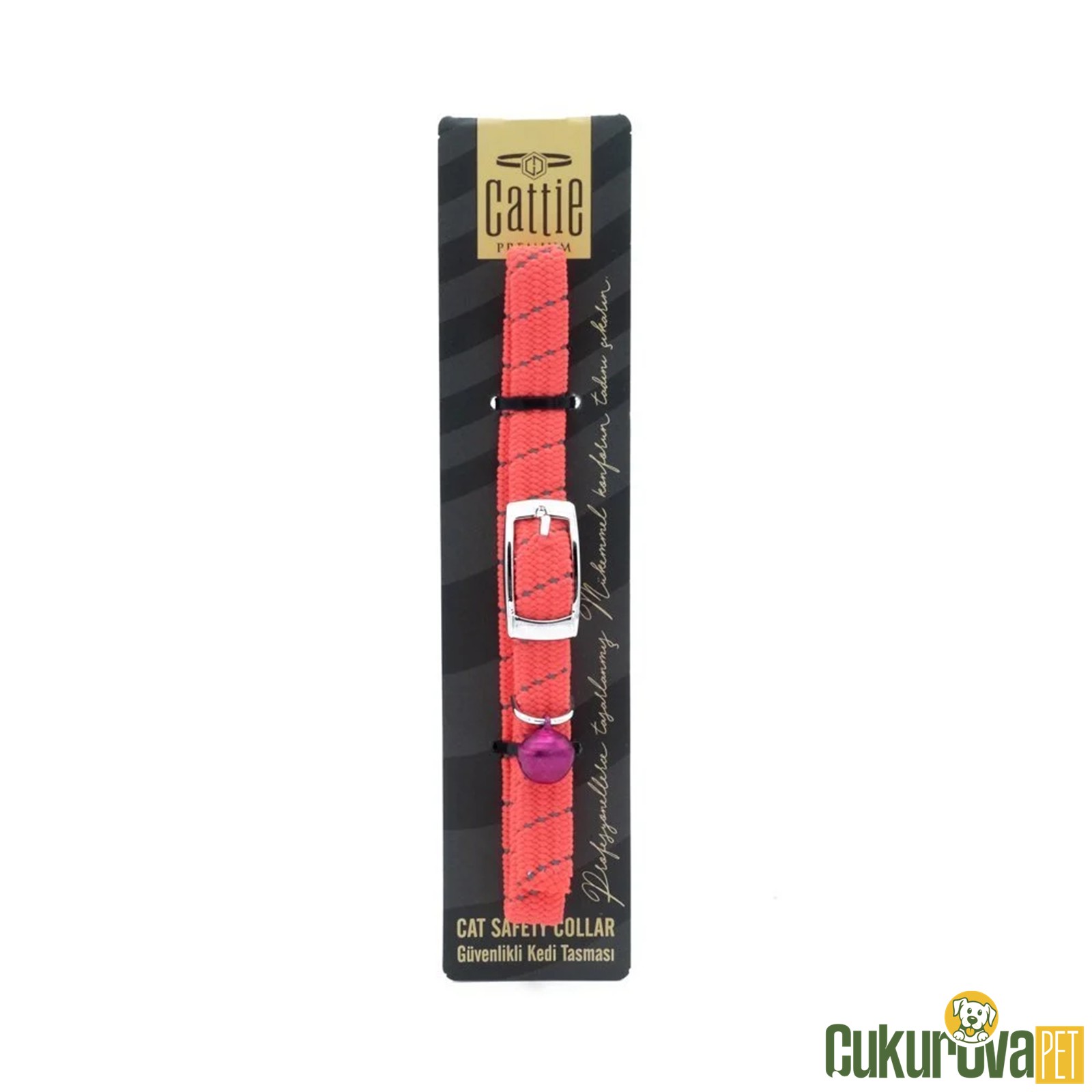 Cattie Elastik Dokumadan El Yapımı Kedi Boyun Tasması Pembe M - 1 Mm x 20 - 30 Cm