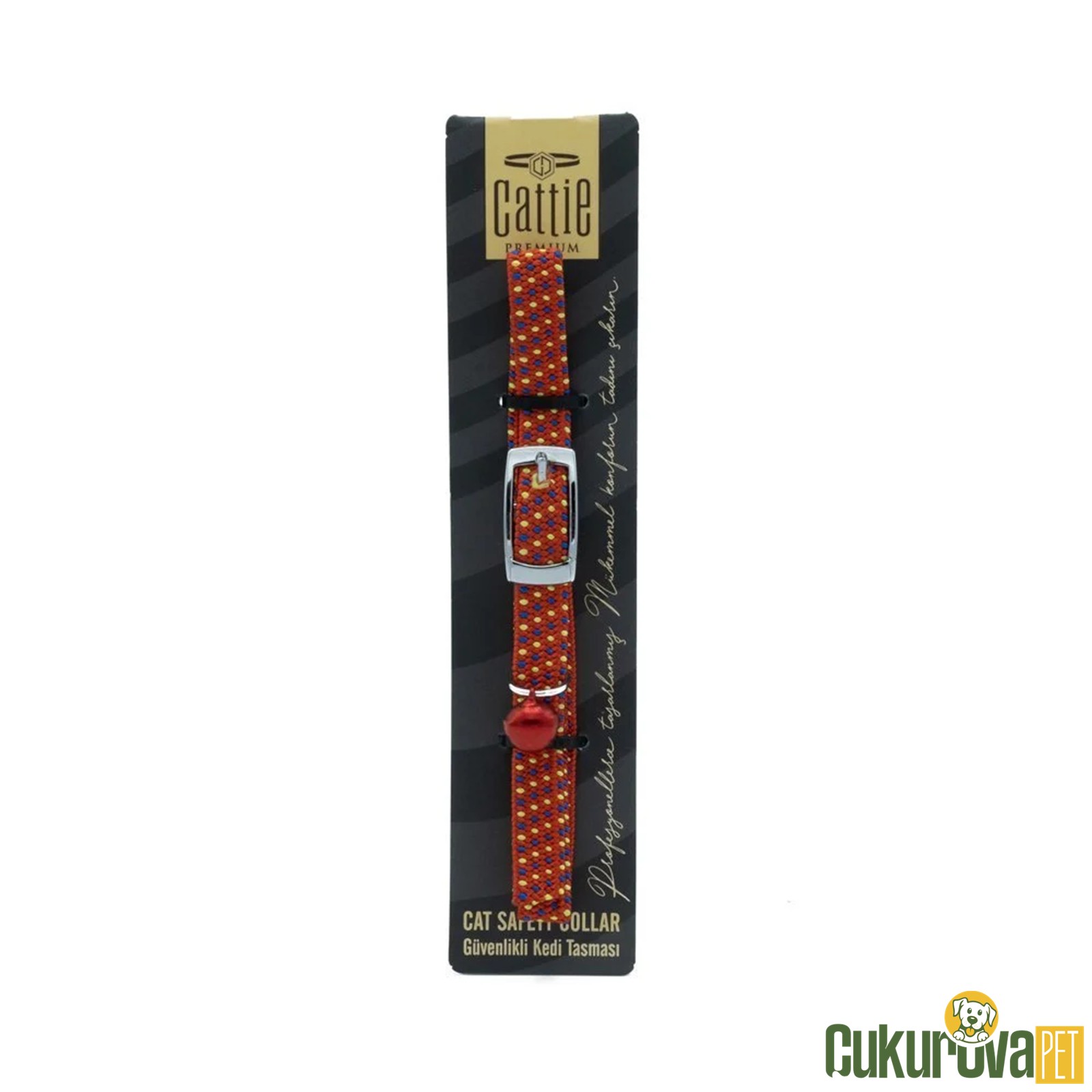 Cattie Elastik Dokumadan El Yapımı Kedi Boyun Tasması M - 1 Mm x 20 - 30 Cm Kırmızı