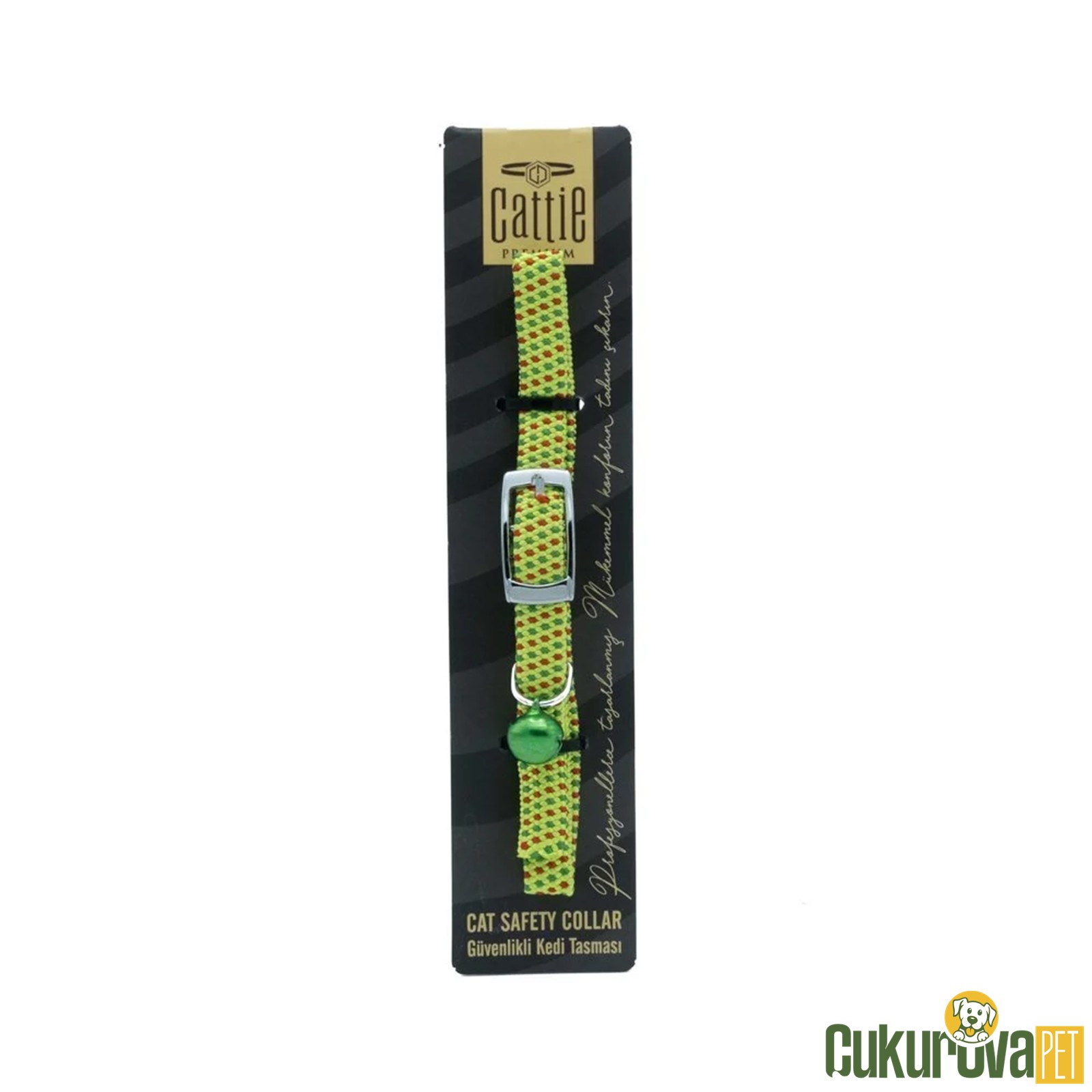 Cattie Elastik Dokumadan El Yapımı Kedi Boyun Tasması Sarı M - 1 Mm x 20 - 30 Cm