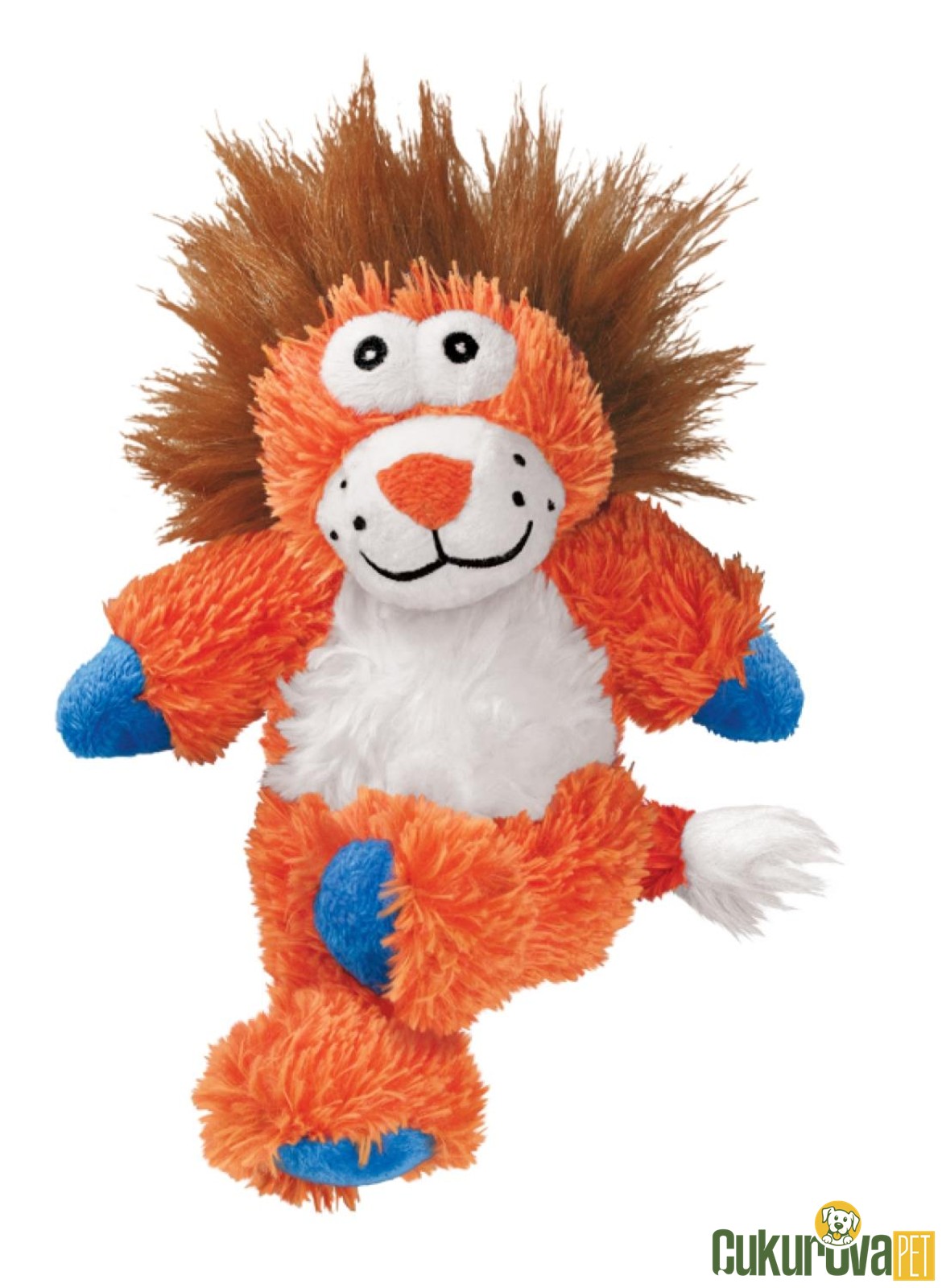 Kong Cross Knots Lion Sesli Peluş Aslan Köpek Oyuncağı Turuncu - 34 Cm
