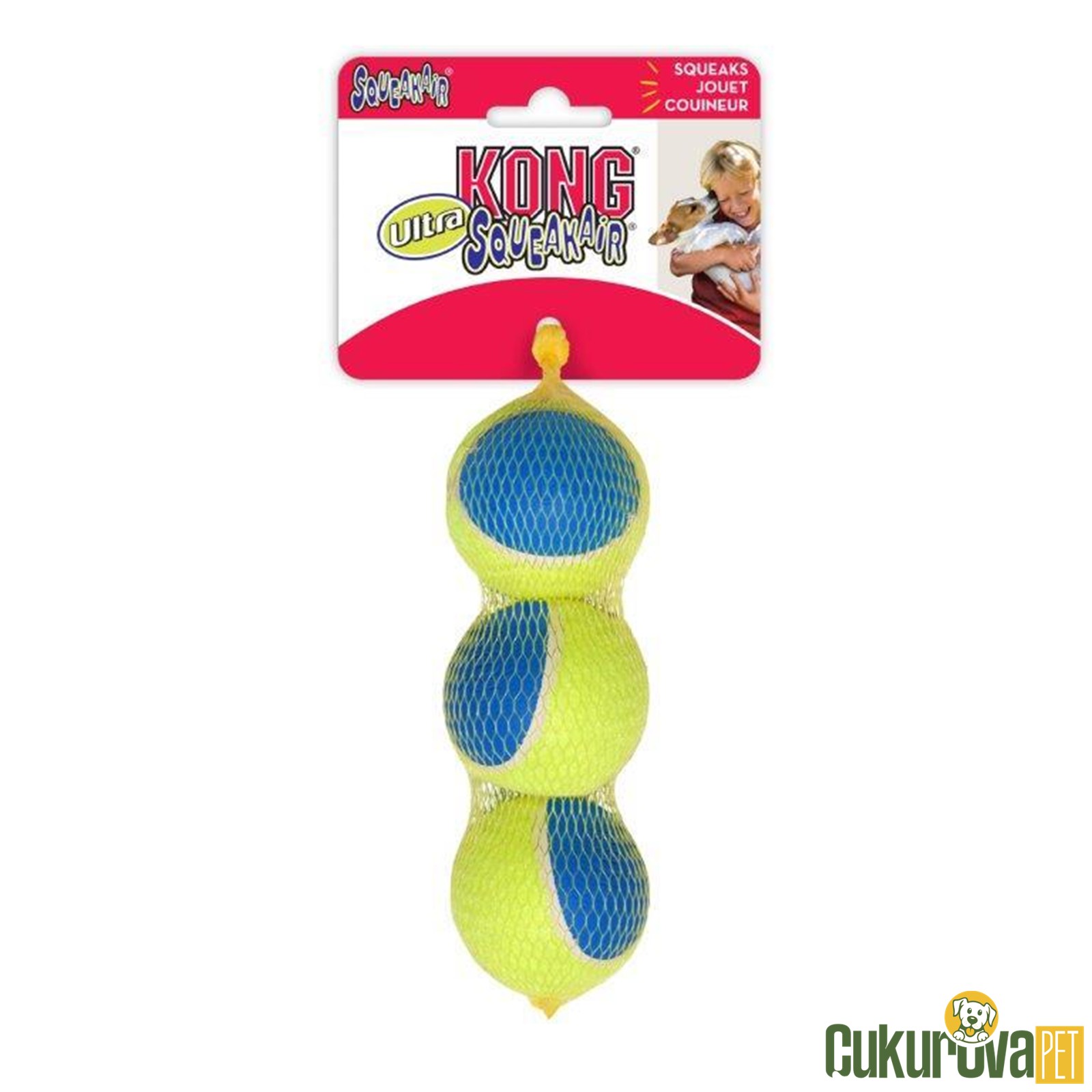 Kong Squekair Top Köpek Oyuncağı 3'lü - 6 Cm